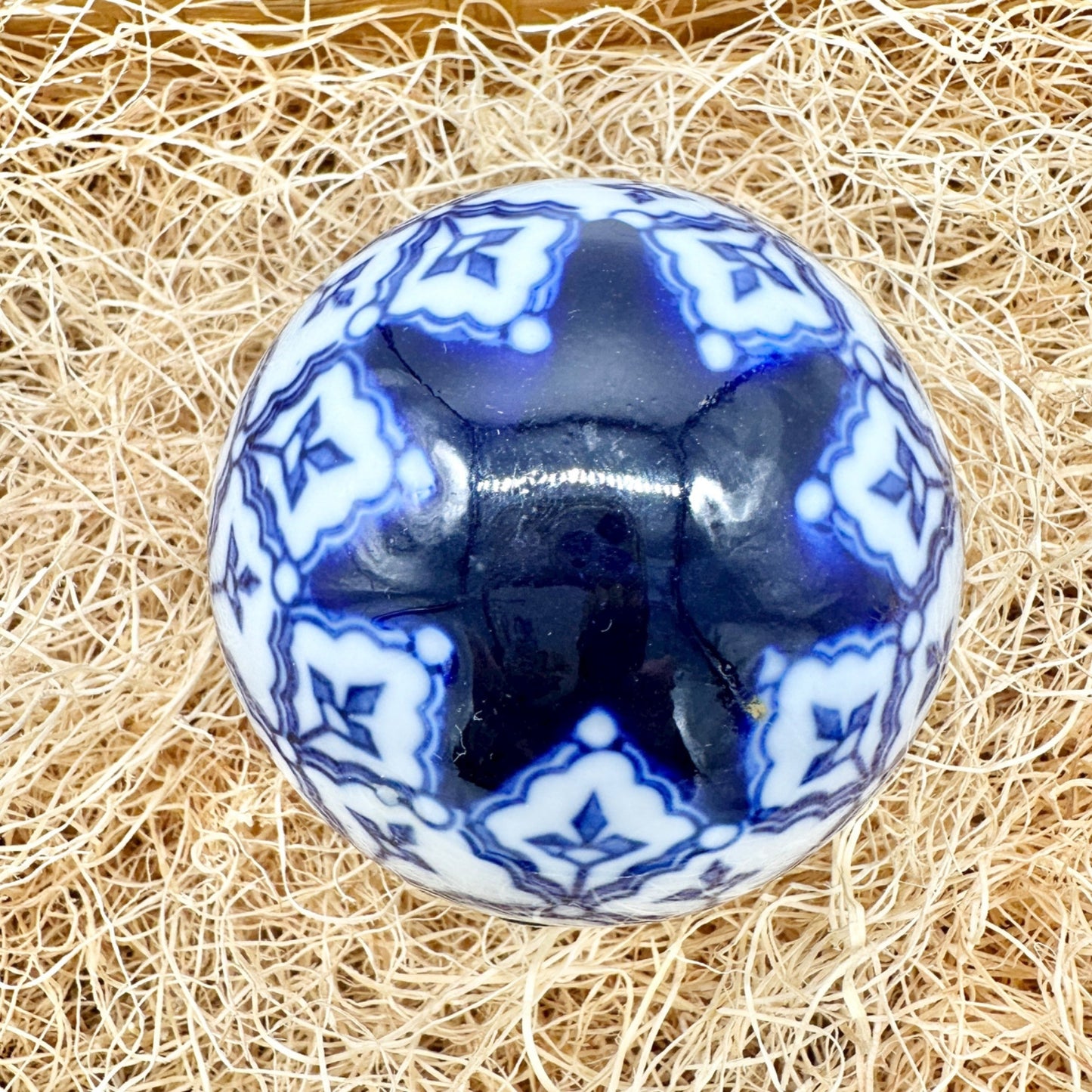 Set Of 6 Blue and White Porcelain Decorative Orbs and Egg Floral Design NO BOX