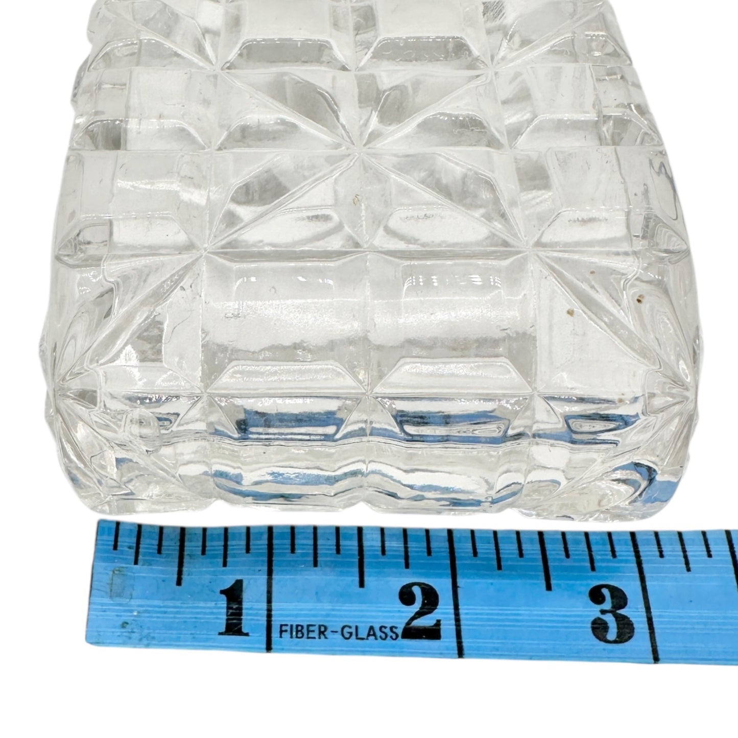 Vintage Cut Glass Rectangular Serving Tray 8 x 3 Diamond Pattern Rolled Edges
