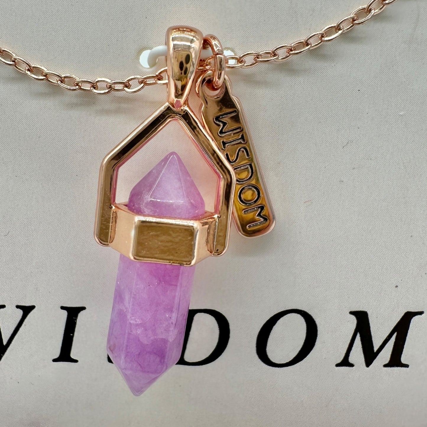 14KT Gold Flash Plated Layered Necklace Set Amethyst Crystal Flower Pendant