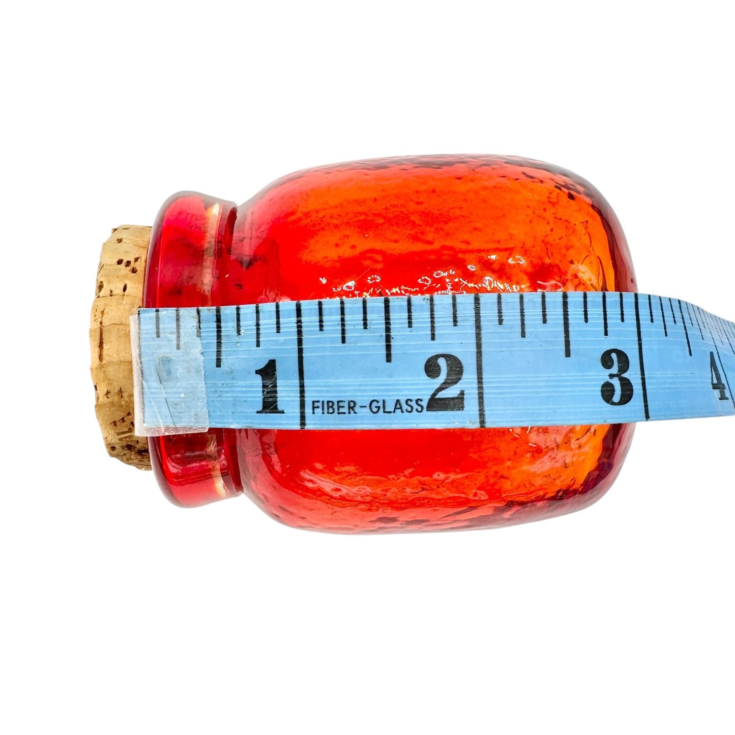 Blinko Jar Red Glass with Cork Stopper 3 Inch Handblown Style Textured Finish