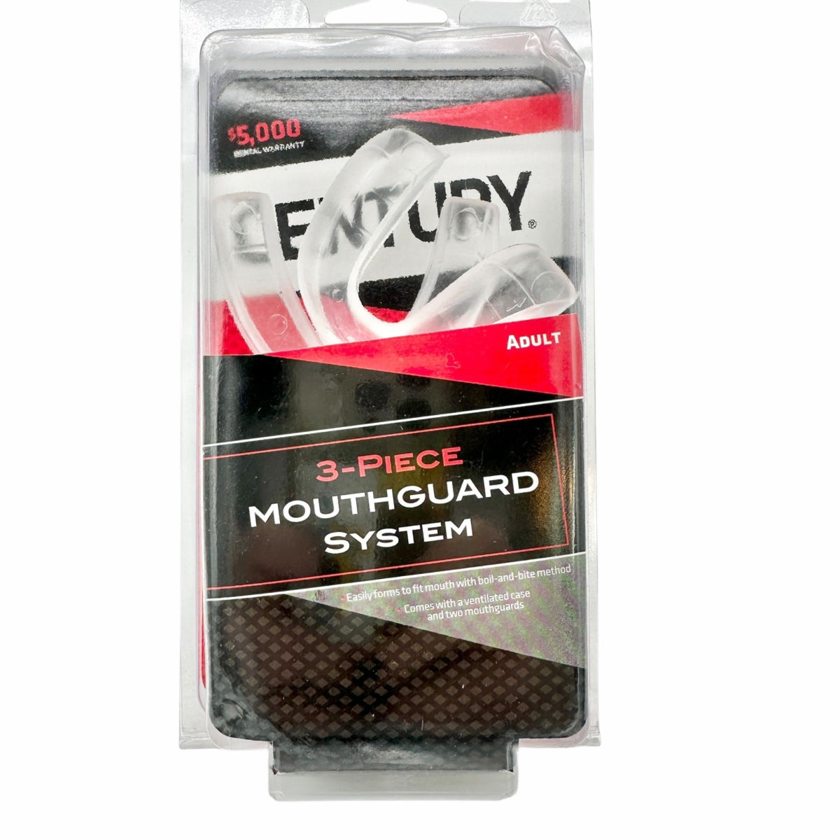 Century Adult 3 Pc Mouthguard System Boil-And-Bite Fit Case 2 Mouthguards NIP