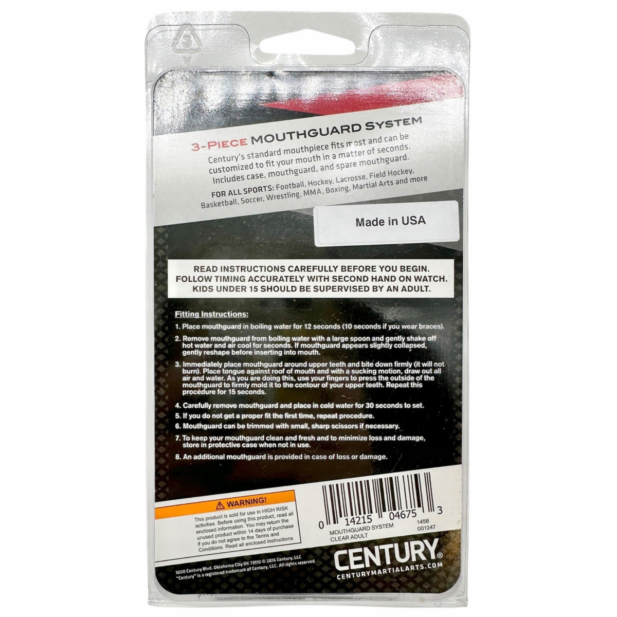 Century Adult 3 Pc Mouthguard System Boil-And-Bite Fit Case 2 Mouthguards NIP