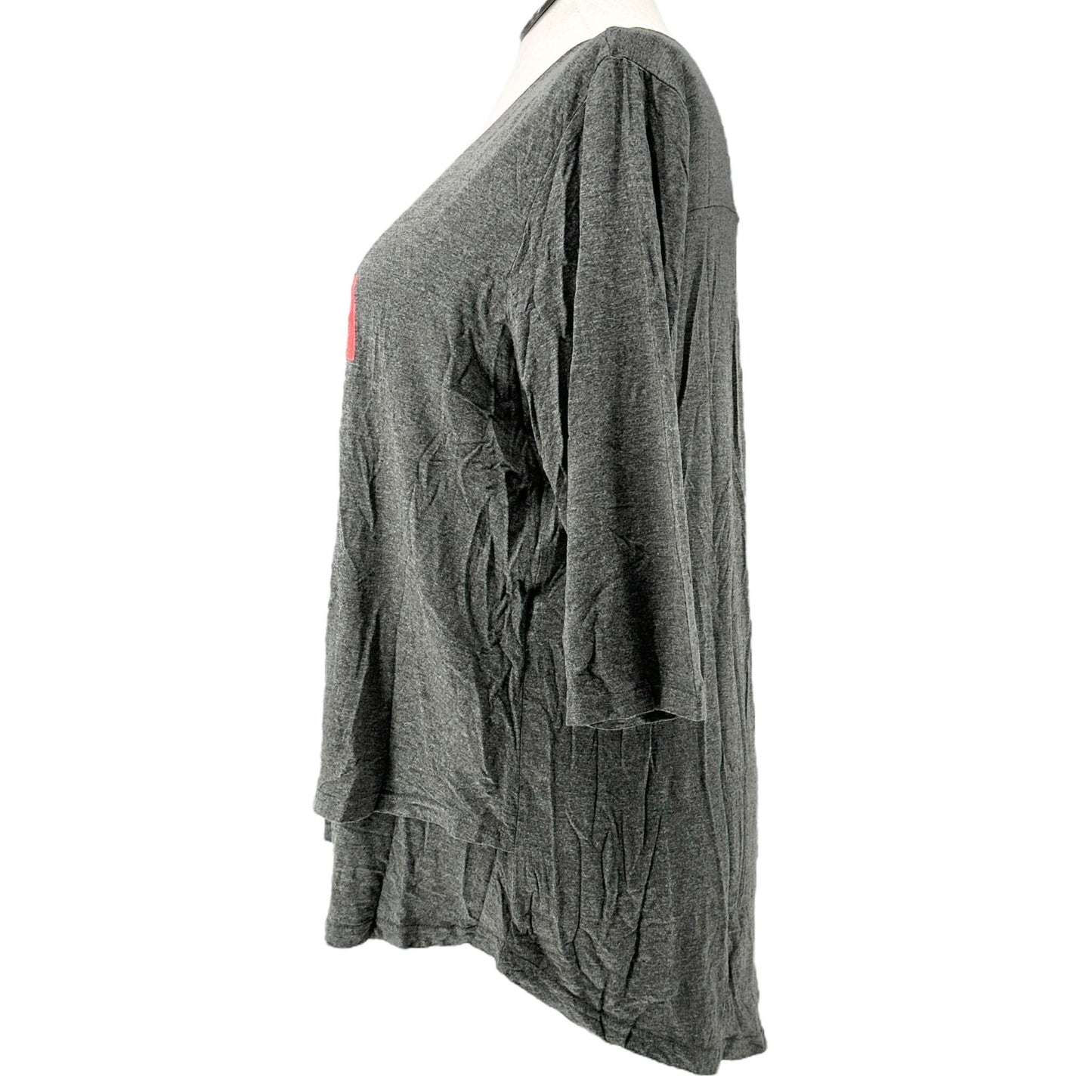 Latched Mama Nursing Top 2.0 Womens Size 1X Charcoal Gray MAMA CLAUS 3/4 Sleeve