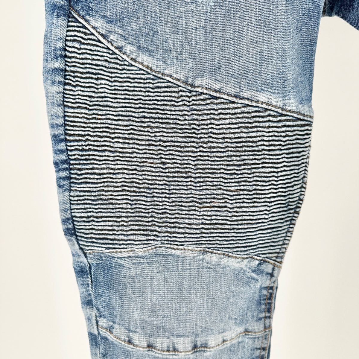 Jeans Mens 34 Skinny Moto Ribbed Knee Detail Distress Lt Wash Denim H&M Divided