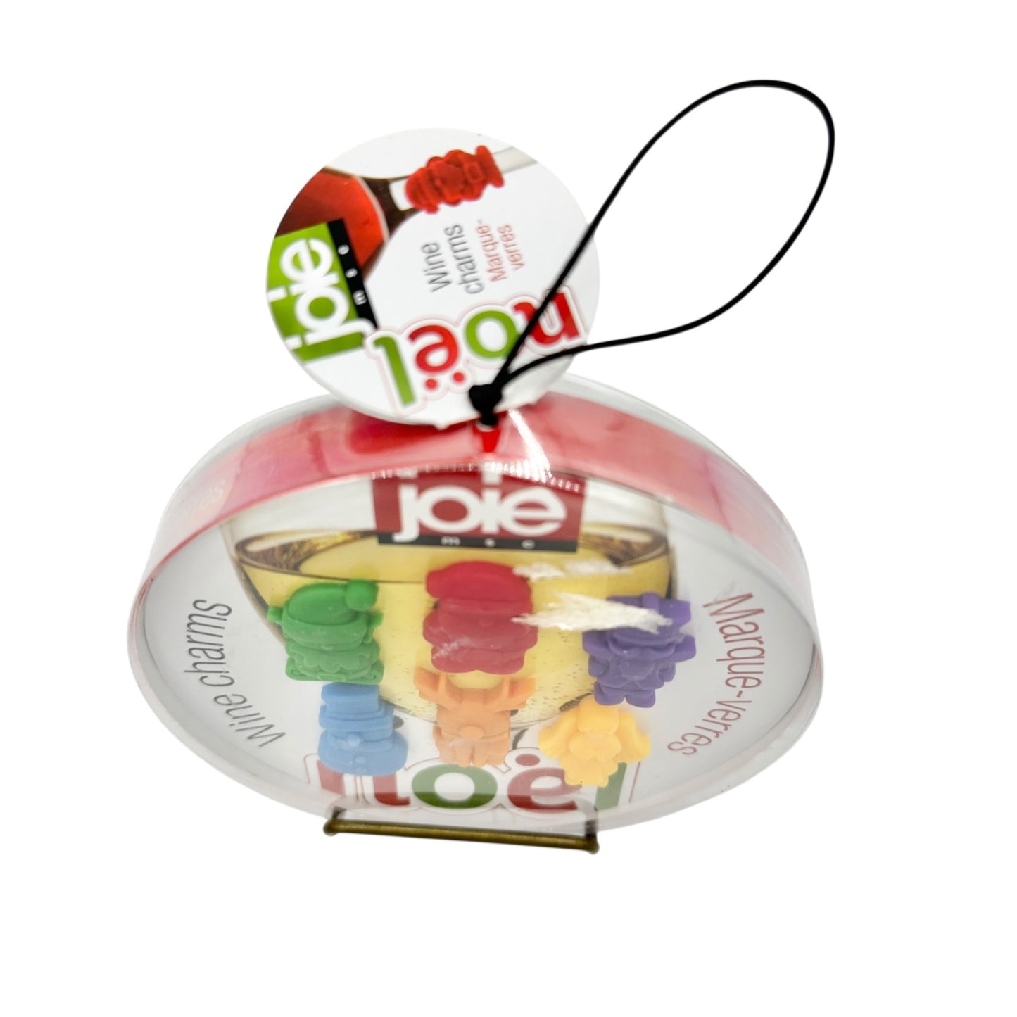 Holiday Decor Wine Themed Bundle Wooden Sign and Joie Noel Wine Charms Set