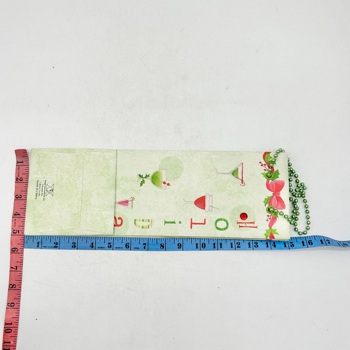 Holiday Bottle Gift Bag 15 inch Paper Green Drink Glasses