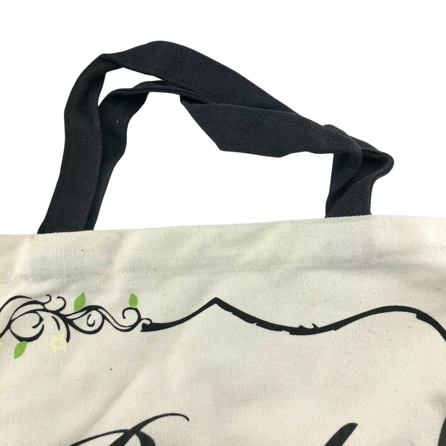 Canvas Bride Tote Bag Black Off White Wedding Bells Medium Ceremony