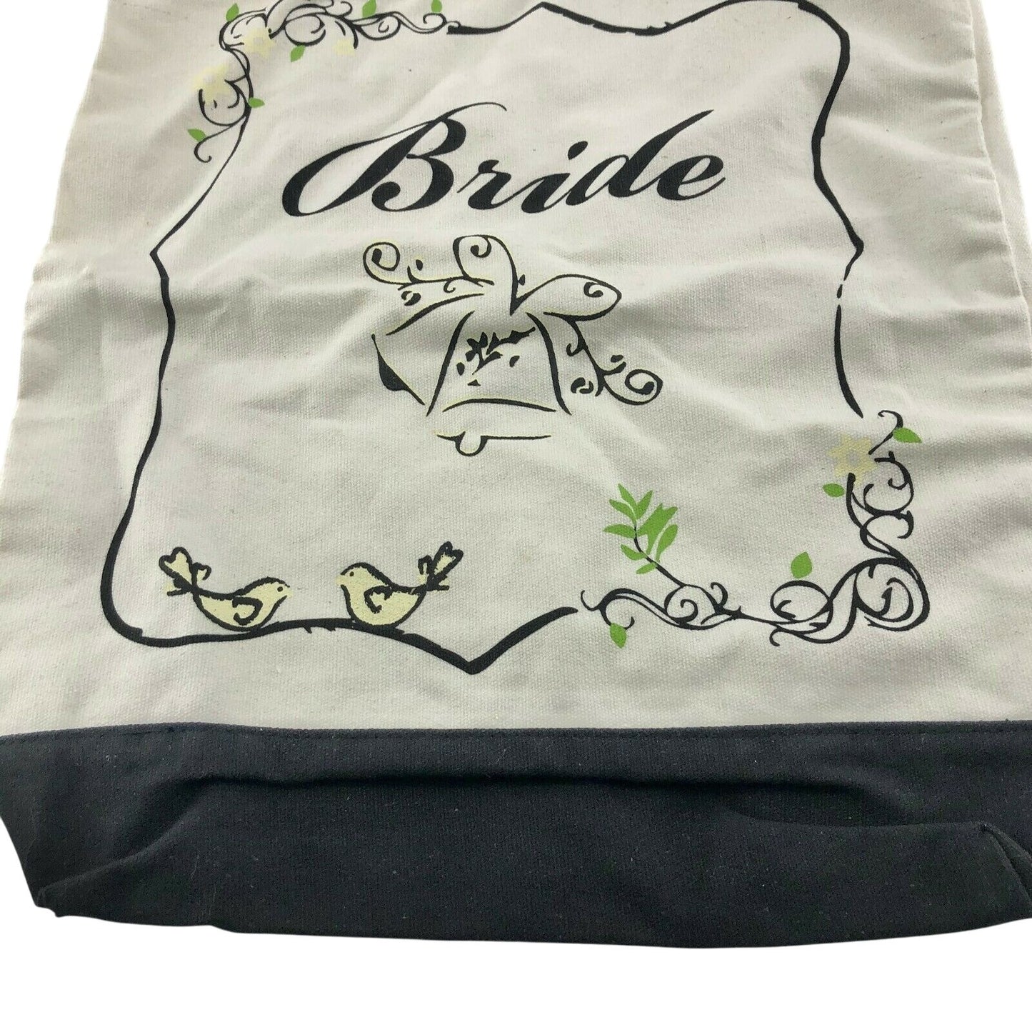 Canvas Bride Tote Bag Black Off White Wedding Bells Medium Ceremony