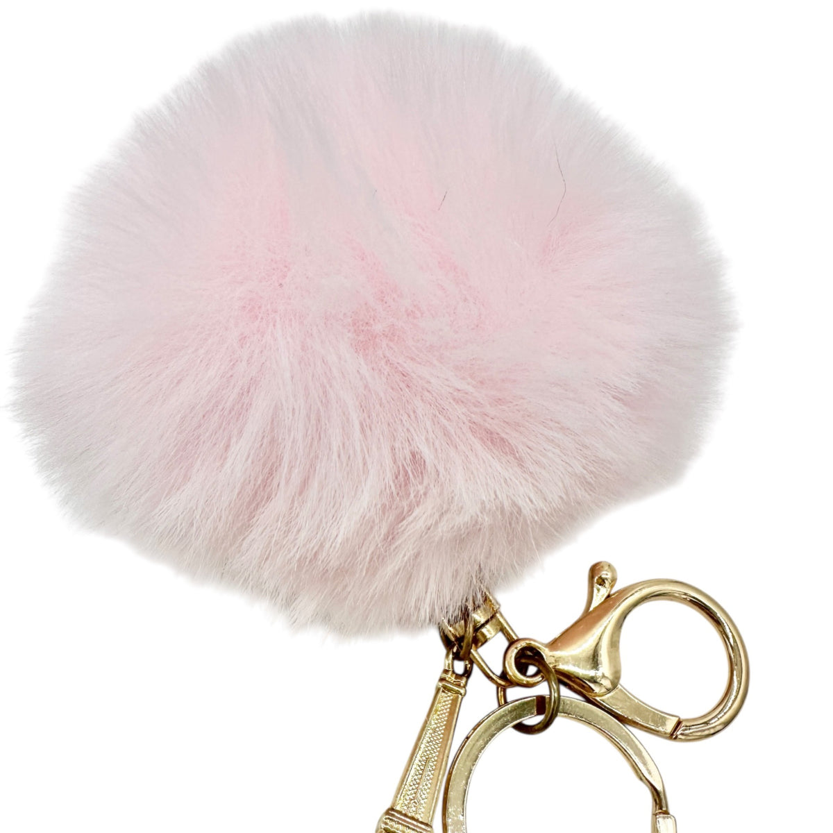 Pink Fluffy Pom Pom Keychain With Eiffel Tower Charm and White Tassel