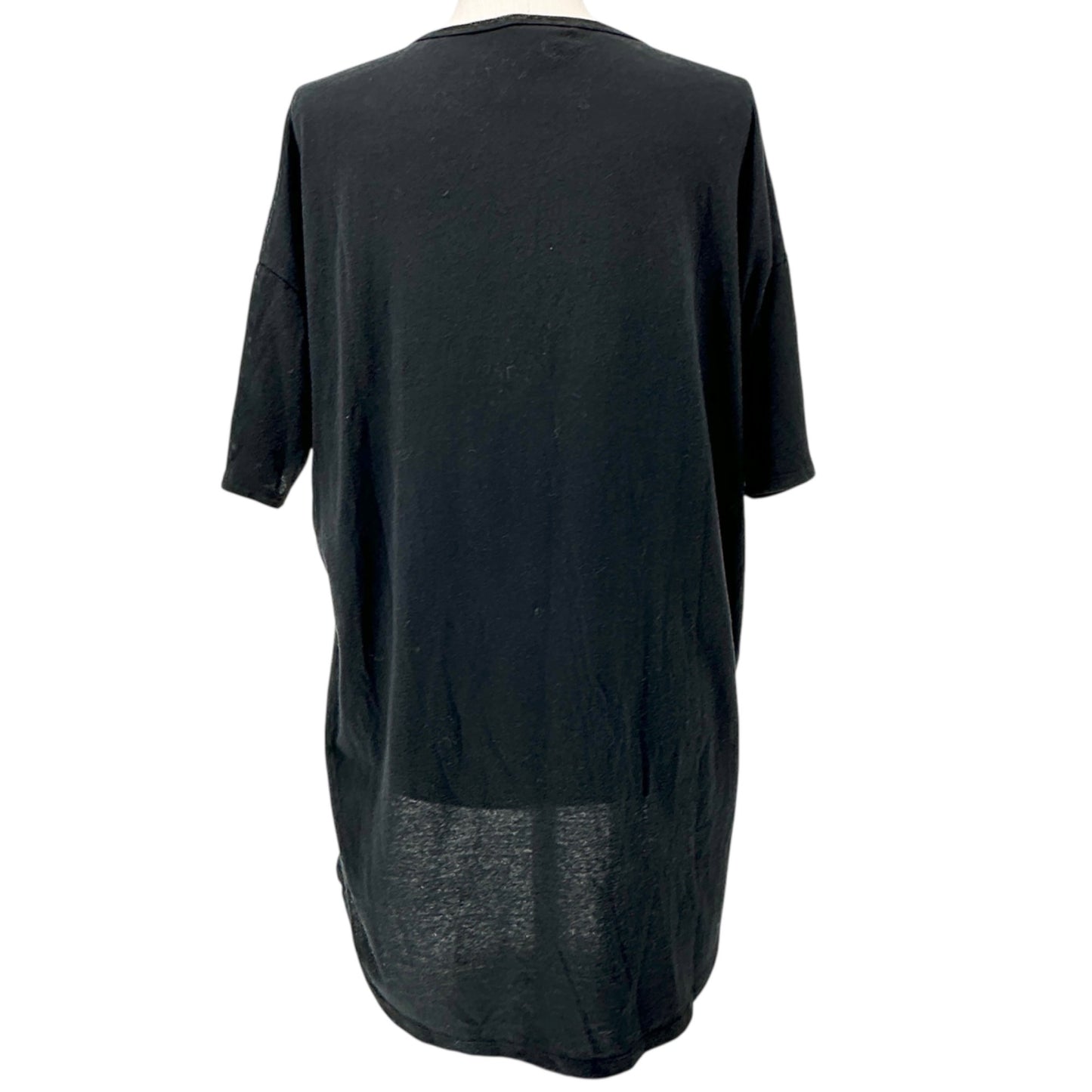 LuLaRoe Irma Tunic Top Womens L Oversized Black Cotton Poly Blend Relaxed Fit SS
