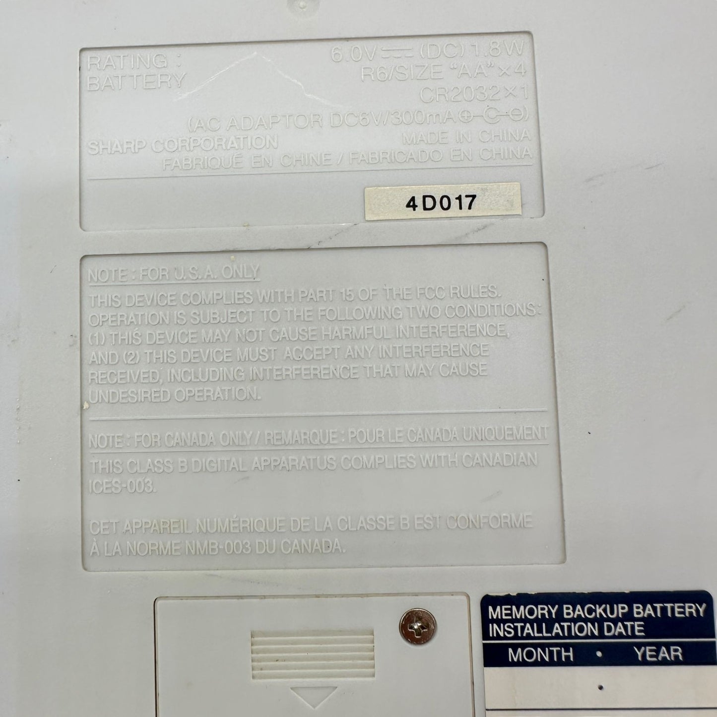 Sharp EL-1750PIII 12-Digit 2-Color Printing Calculator AC Adapter Dual Power