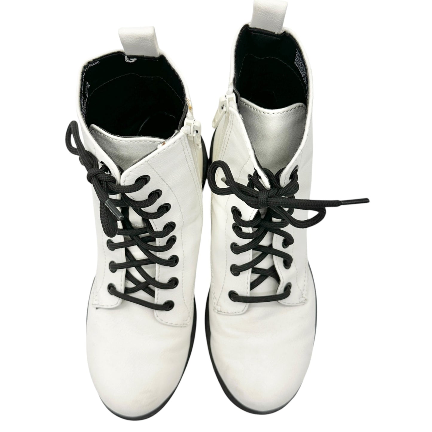 Time And Tru Combat Boots Womens Size 7 White With Black Laces and Side Zippers