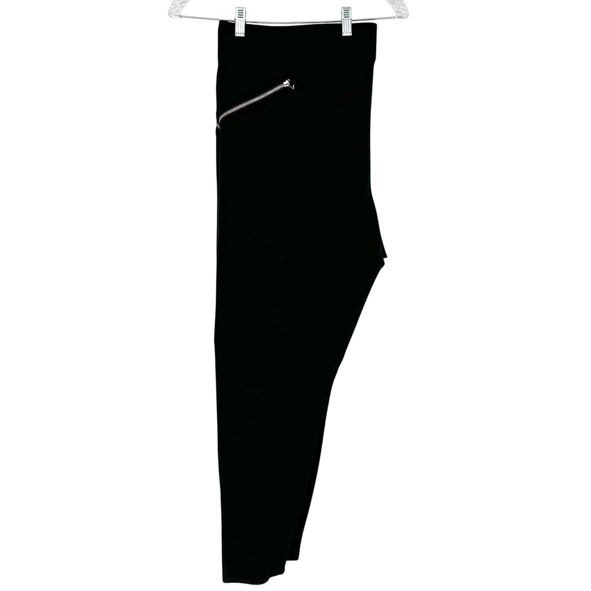 Bebe Black Stretch Pants 1X Front and Ankle Zipper Accents Comfort Rayon Blend