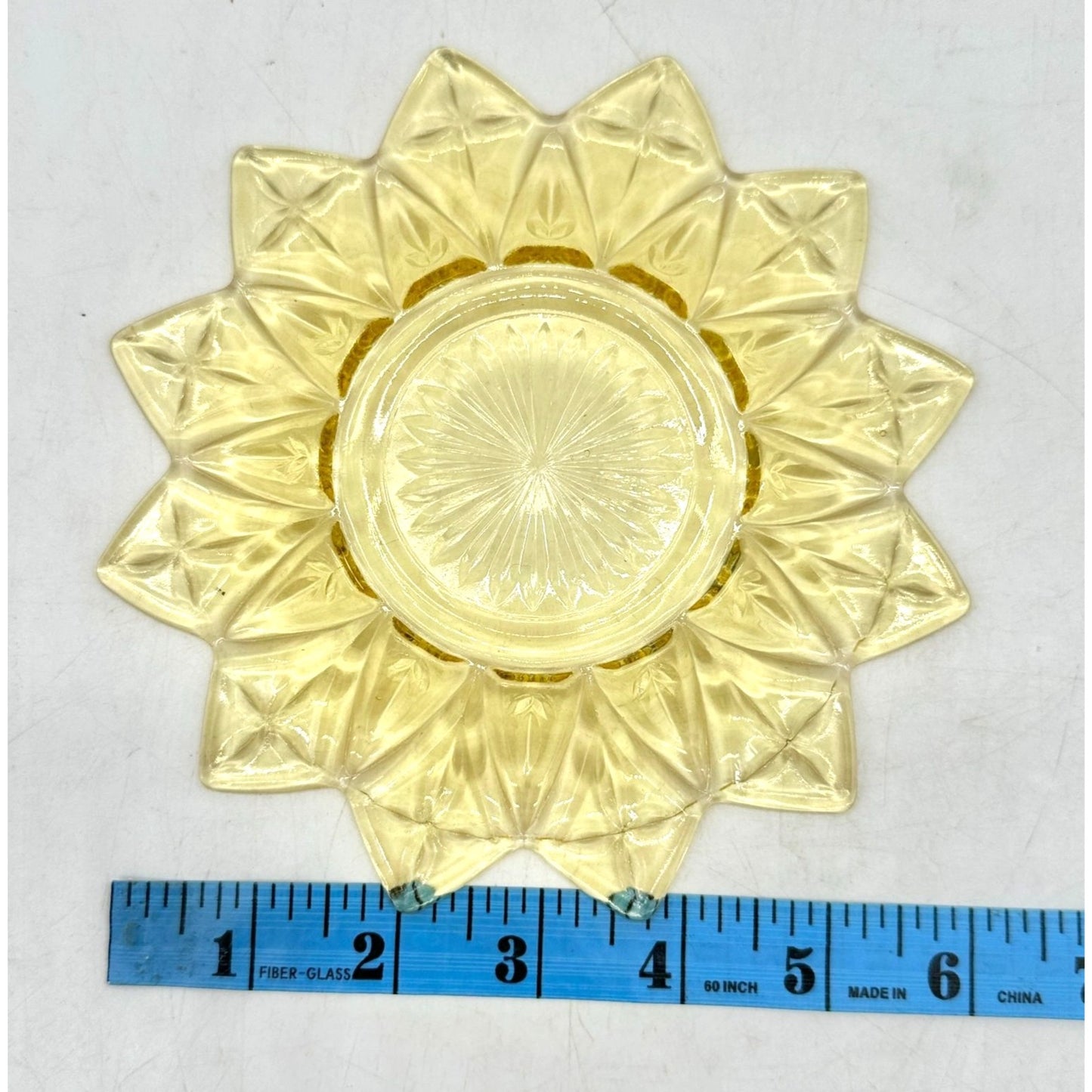 Federal Glass Set of 5 Vintage Yellow Sunflower Petal Bread Plates 6" Diameter