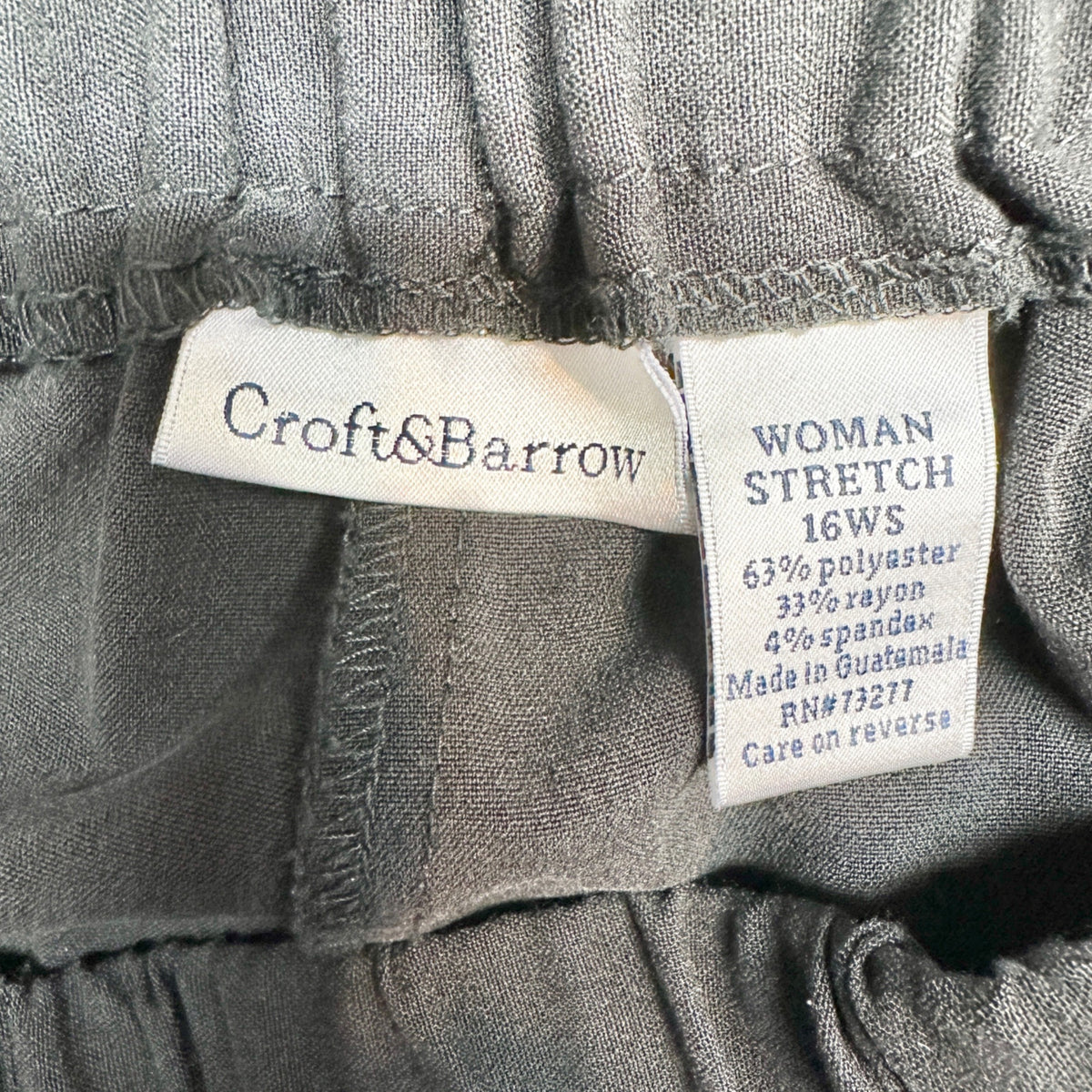 Womens Stretch Pants 16WS Black Wide Leg Polyester Rayon Blend Croft & Barrow