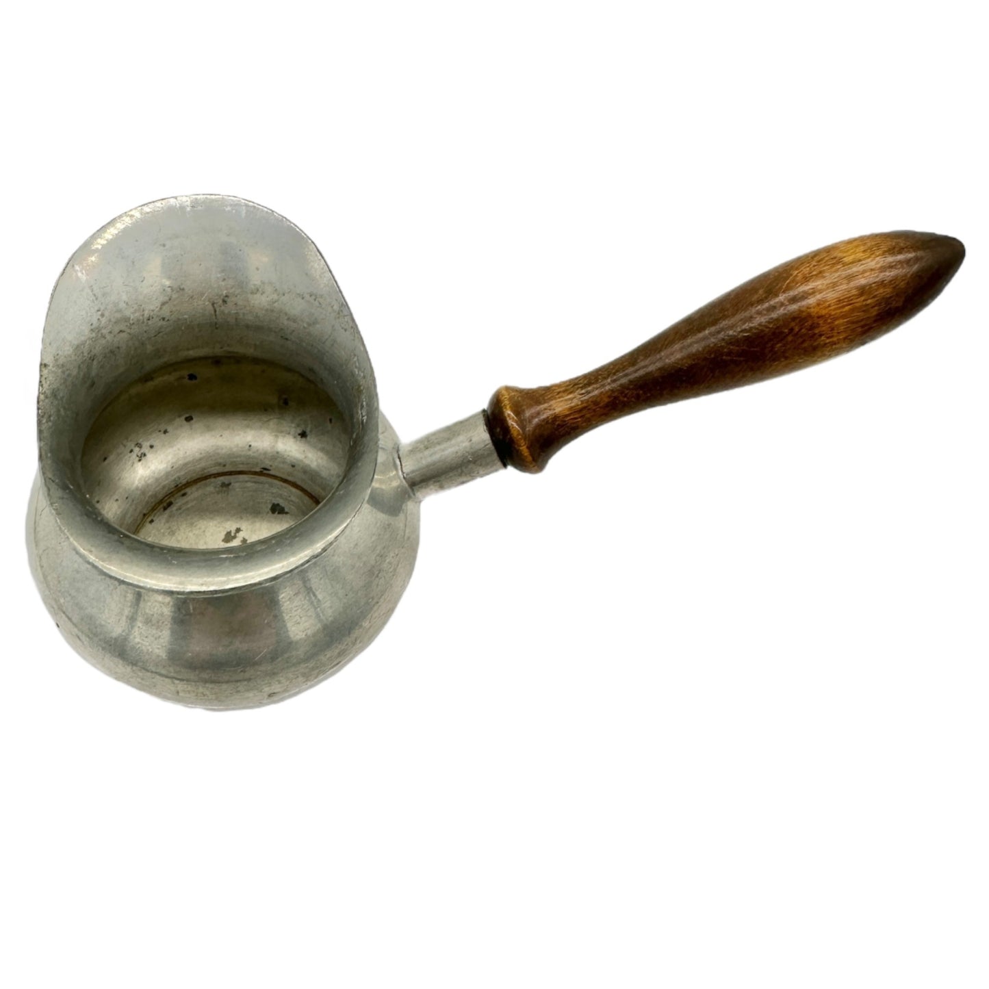 Vintage Stieff Pewter Pipkin Sauce Warmer With Wooden Handle and Pouring Lip