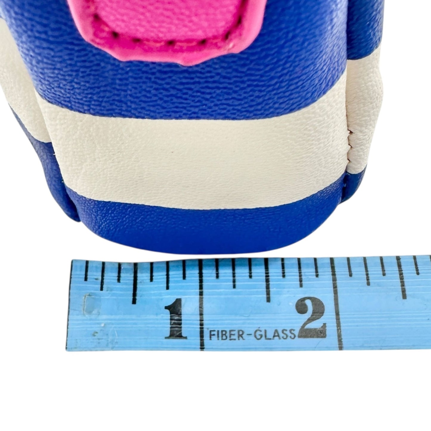 Betsey Johnson Luv Betsey Crossbody Bag Blue White Stripe Pink Strap Pom Accents