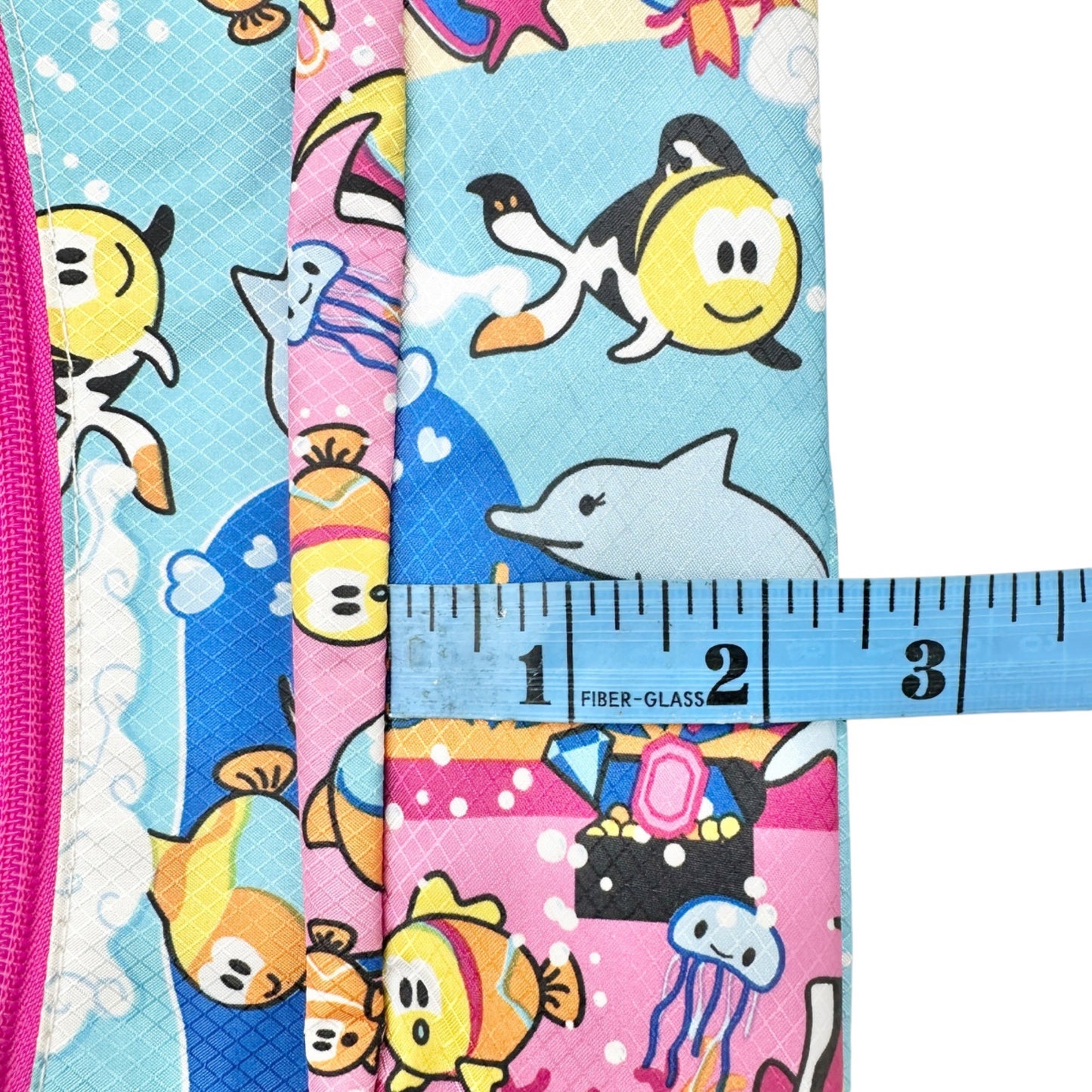 Colorful Ocean Sea Adventure Motif Handbag Adjustable Strap Blue Pink 10x6.5x2.5