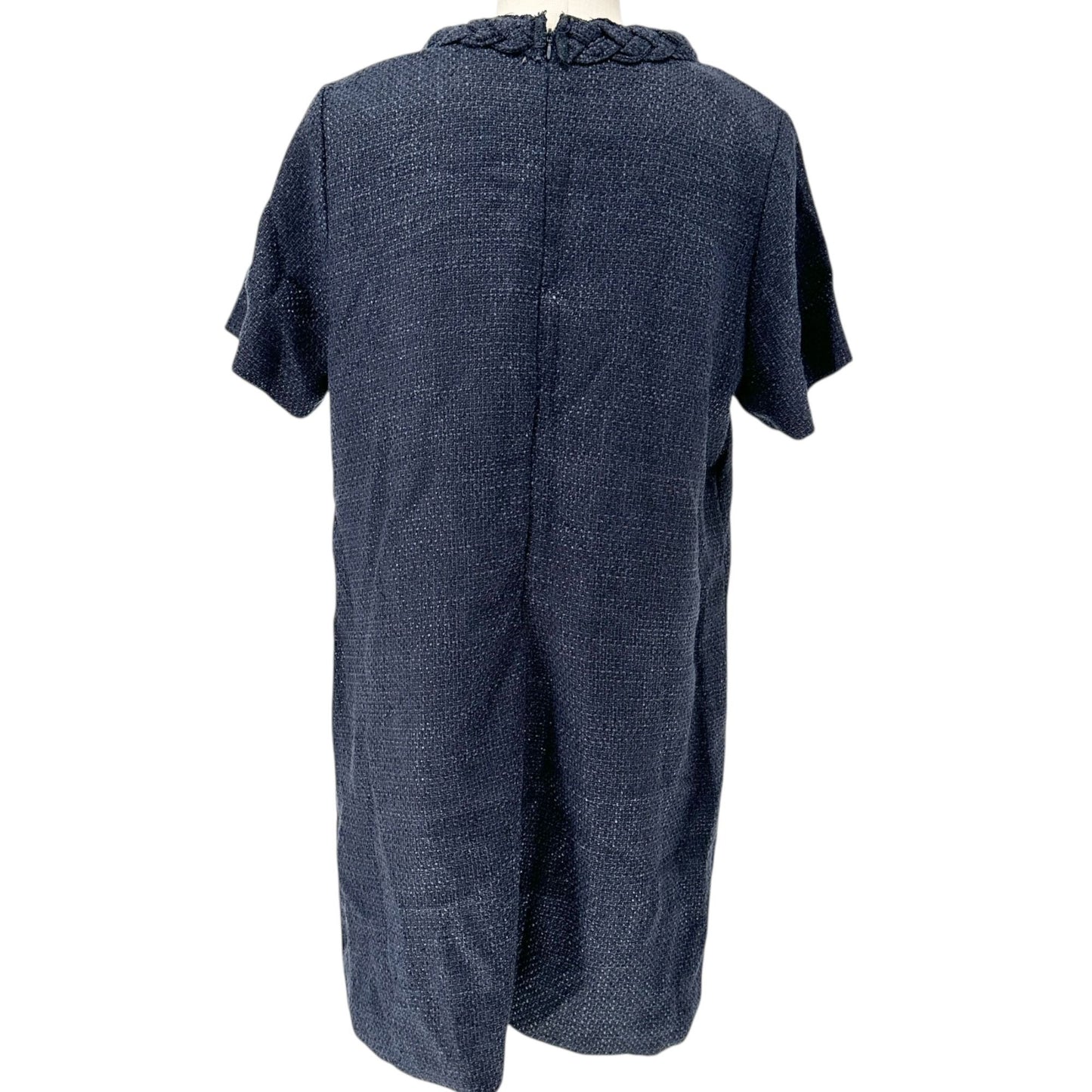 New Collection Dress Womens XL Navy Blue Braided Collar SS Textured Shift Dress