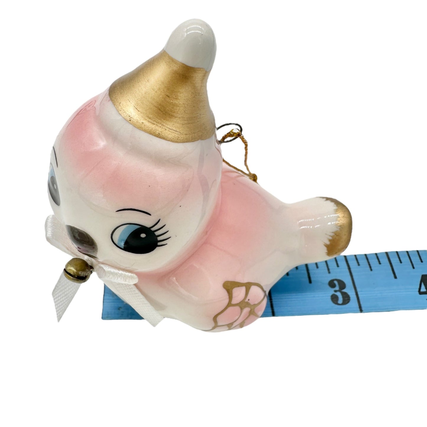 Target Wondershop Retro Ceramic Bird Ornament Pink Gold Details with Bell+Bow