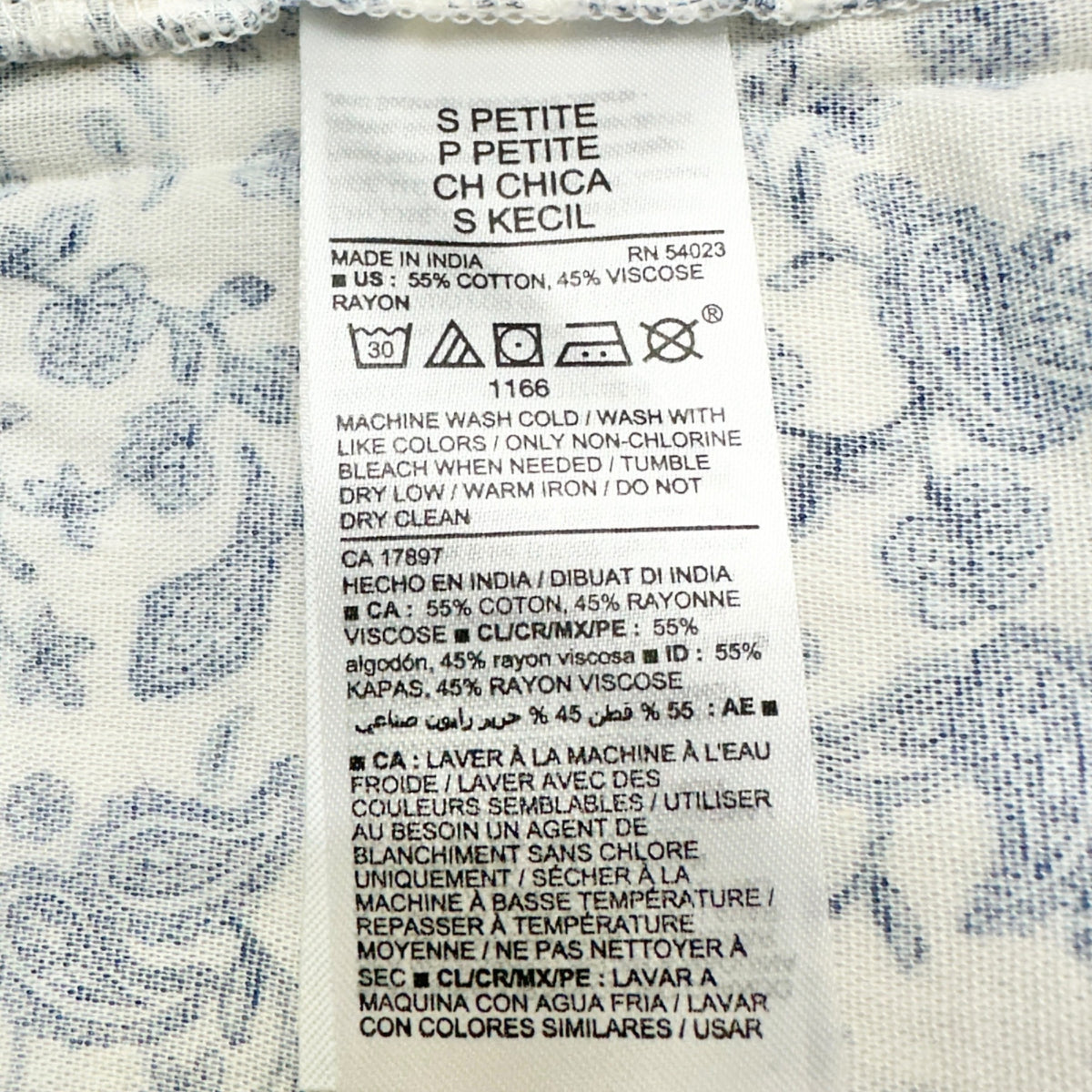 Old Navy Peasant Button-up Blouse Womens S Petite Blue White Floral Rayon Cotton