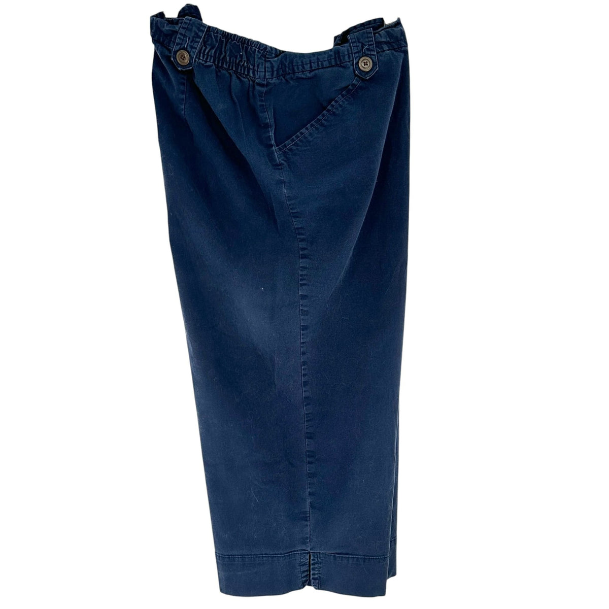 Stretch White Stag Womens Capri Pants 22W Navy Blue Elastic Waist Button Details