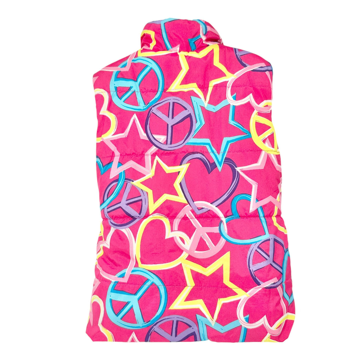 The Children's Place Puffer Vest Kids S 5/6 Sleeveless Fleece Inside Bright Pink