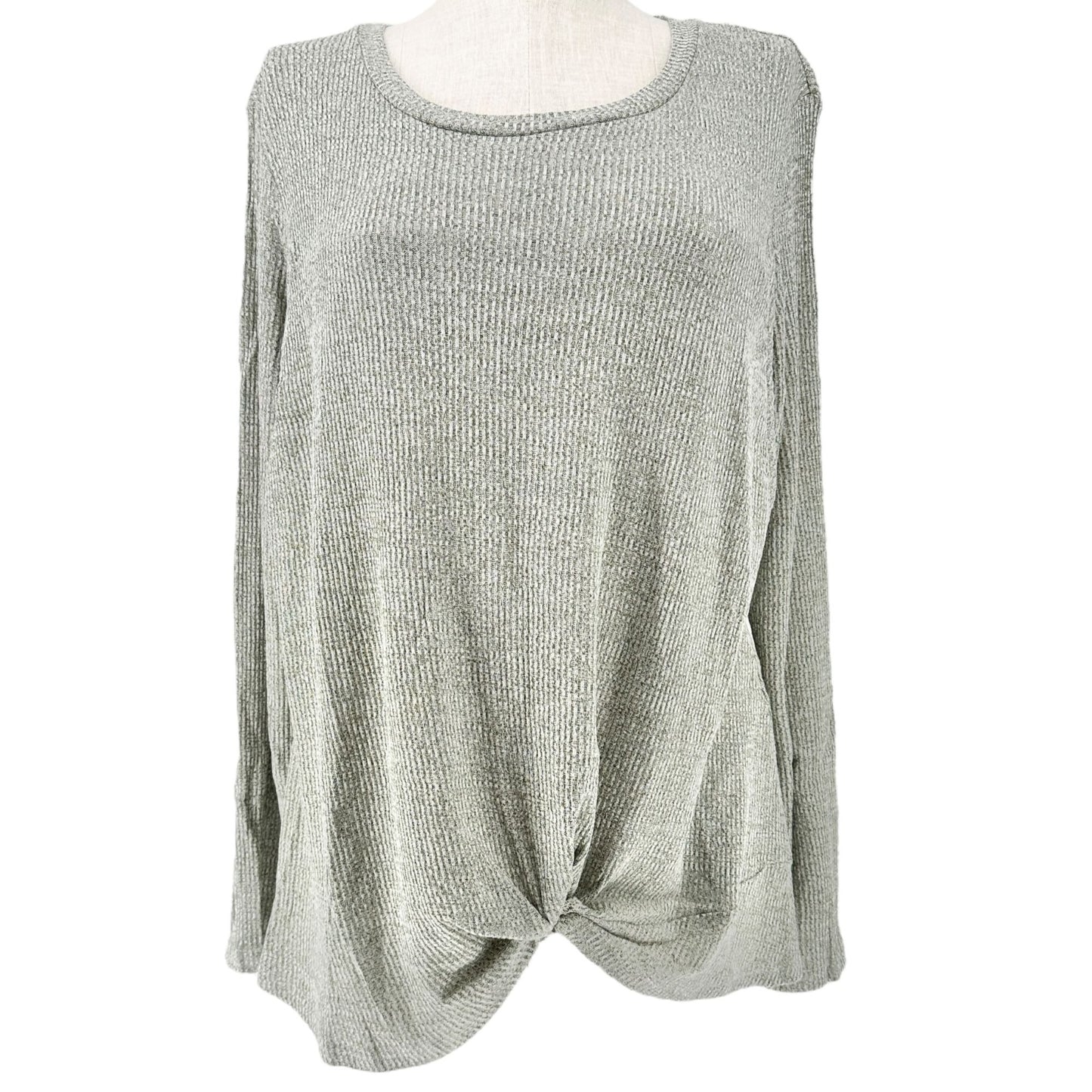Latched Mama Nursing Top Womens 1X Twist Front Knit Sage Green LS Maternity Moms