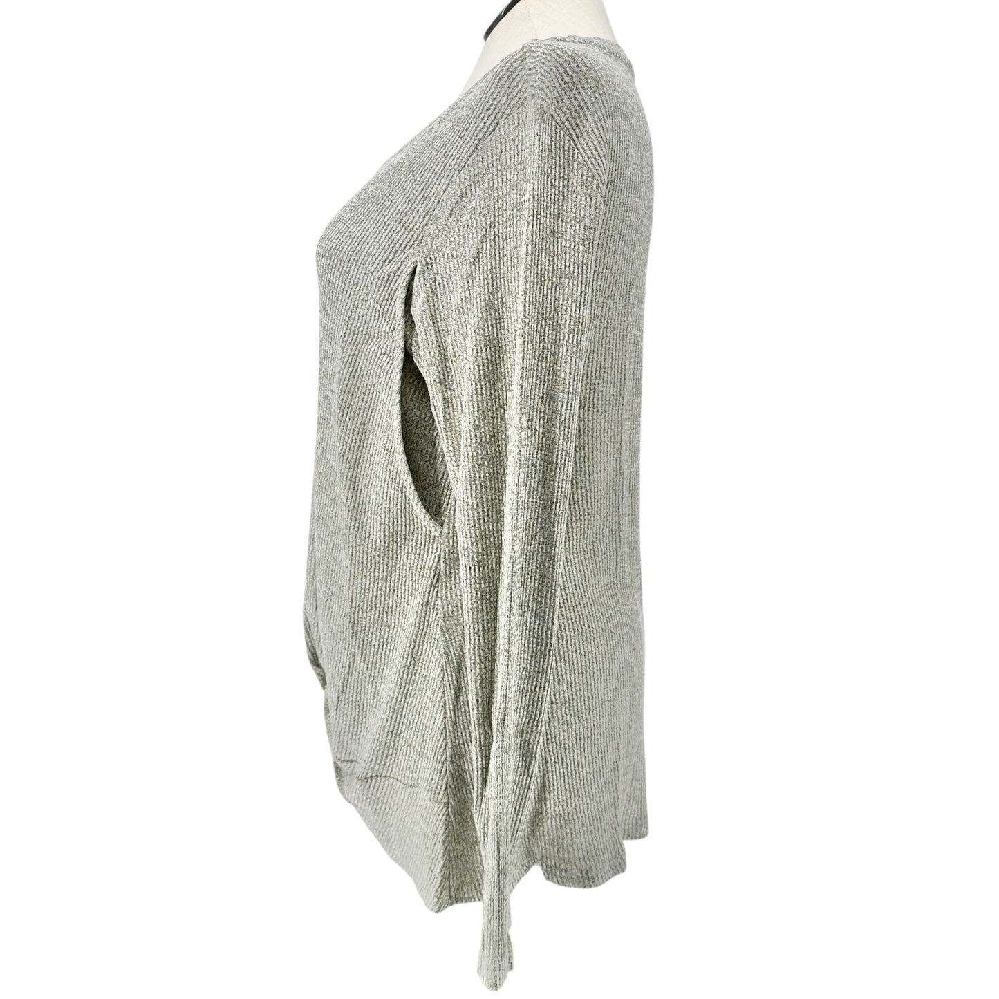 Latched Mama Nursing Top Womens 1X Twist Front Knit Sage Green LS Maternity Moms