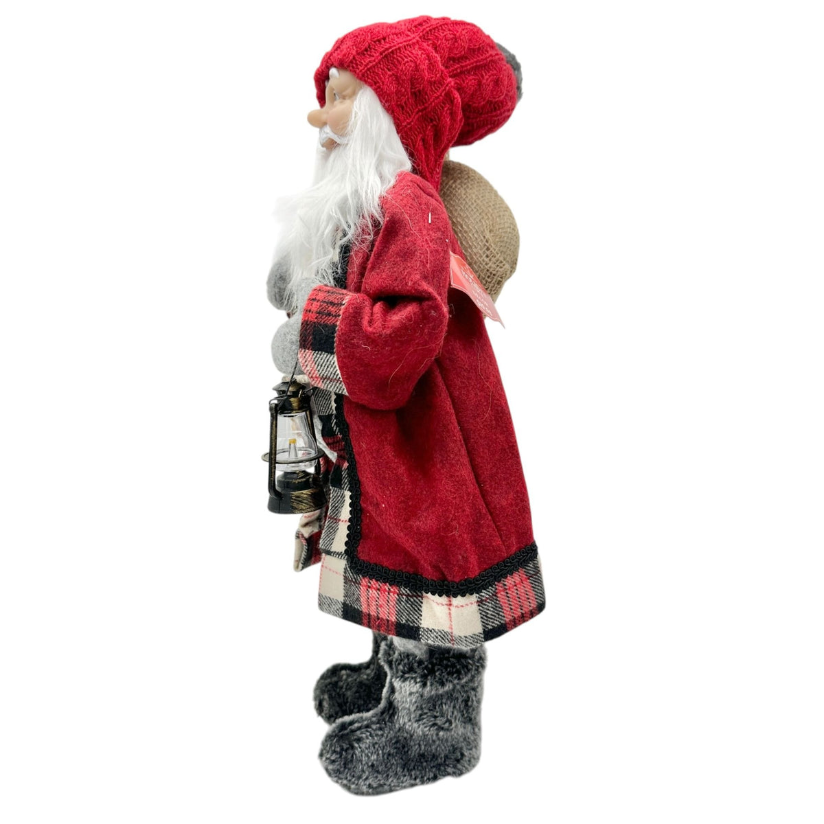 Holiday Time Santa Claus Decor With Red and Gray Outfit And Accessories 19"H NWT
