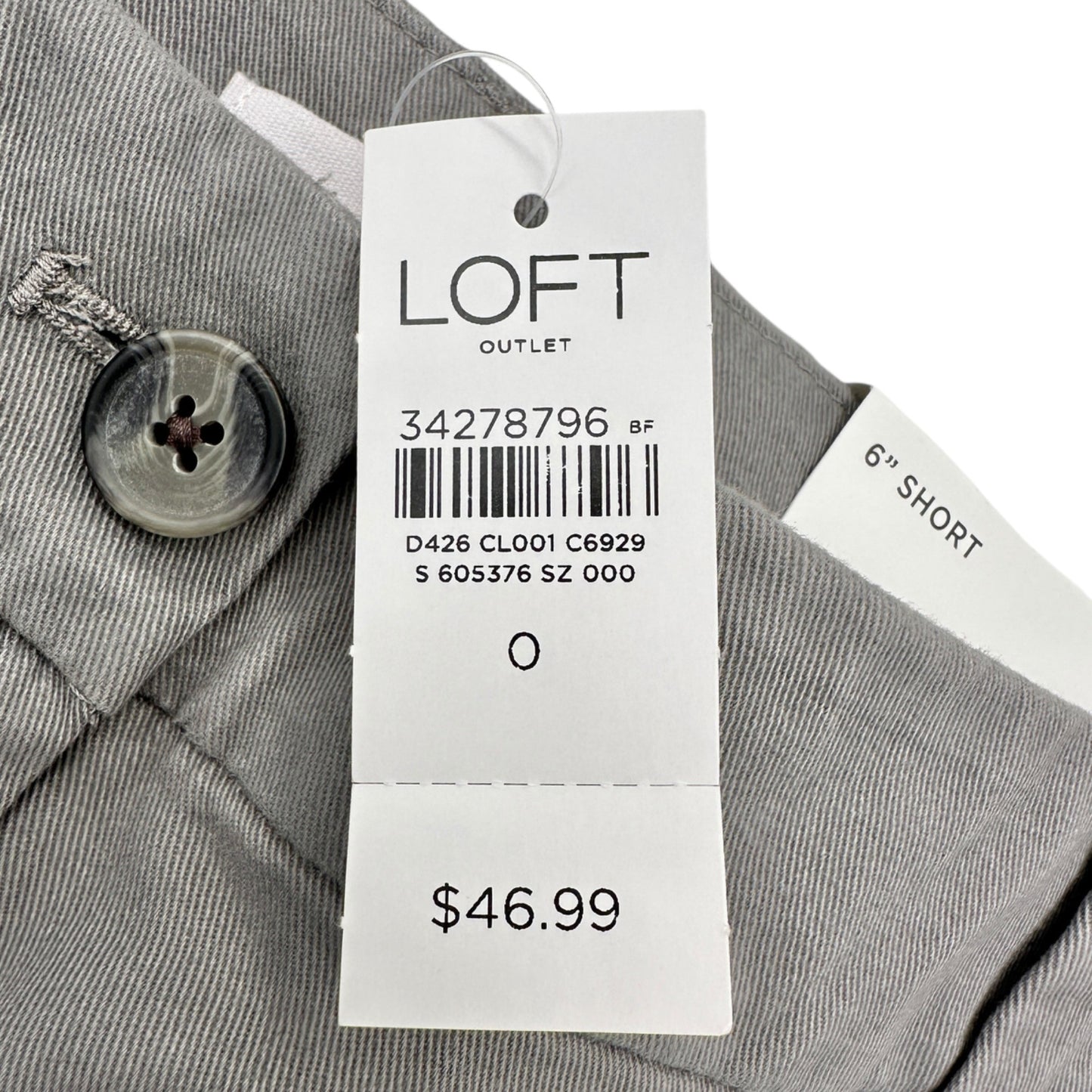 Loft Outlet 6 inch Shorts Womens Size 0 Gray Cotton Blend NEW