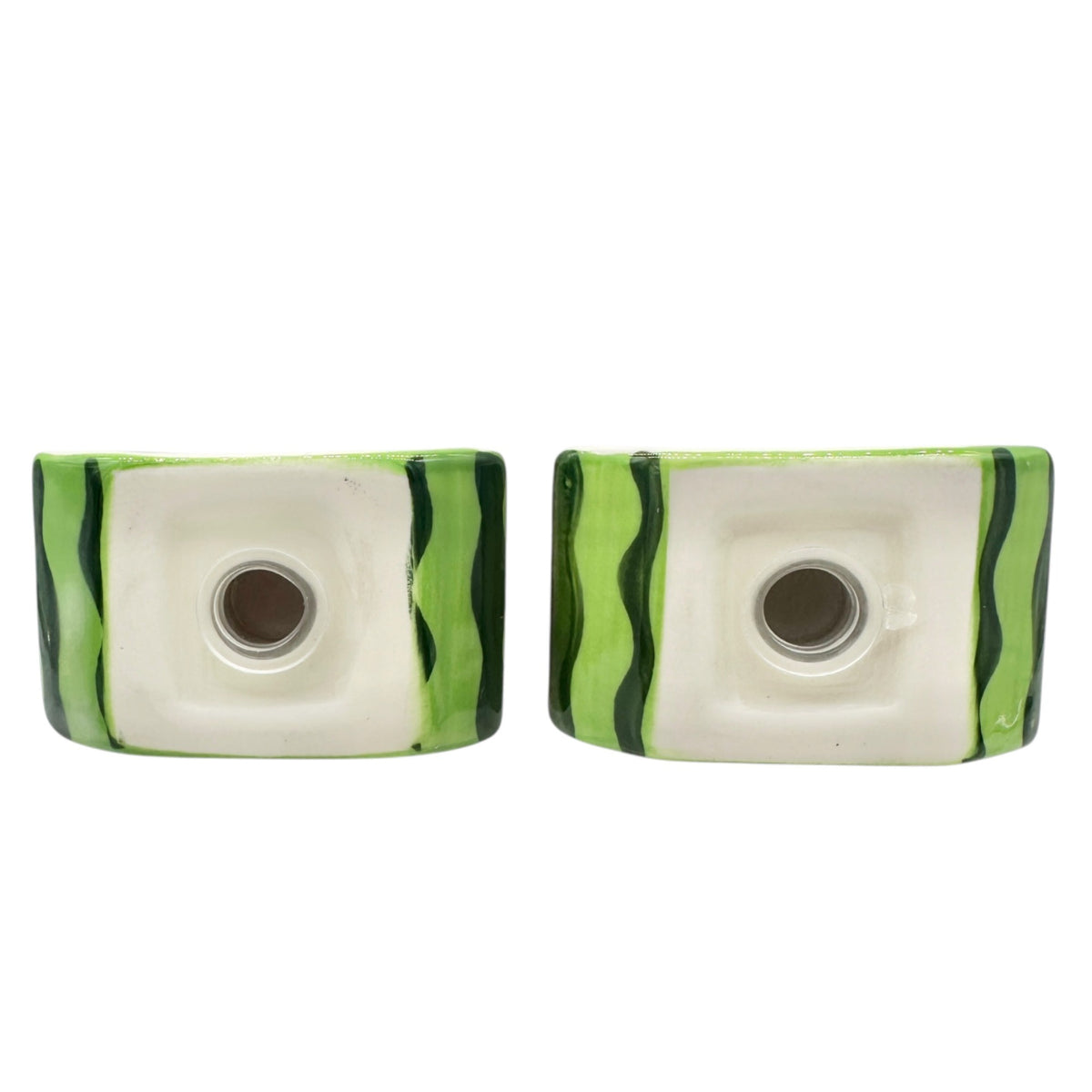 Watermelon Slice Ceramic Salt and Pepper Shaker Set Red Green Kitchen Decor 3"H