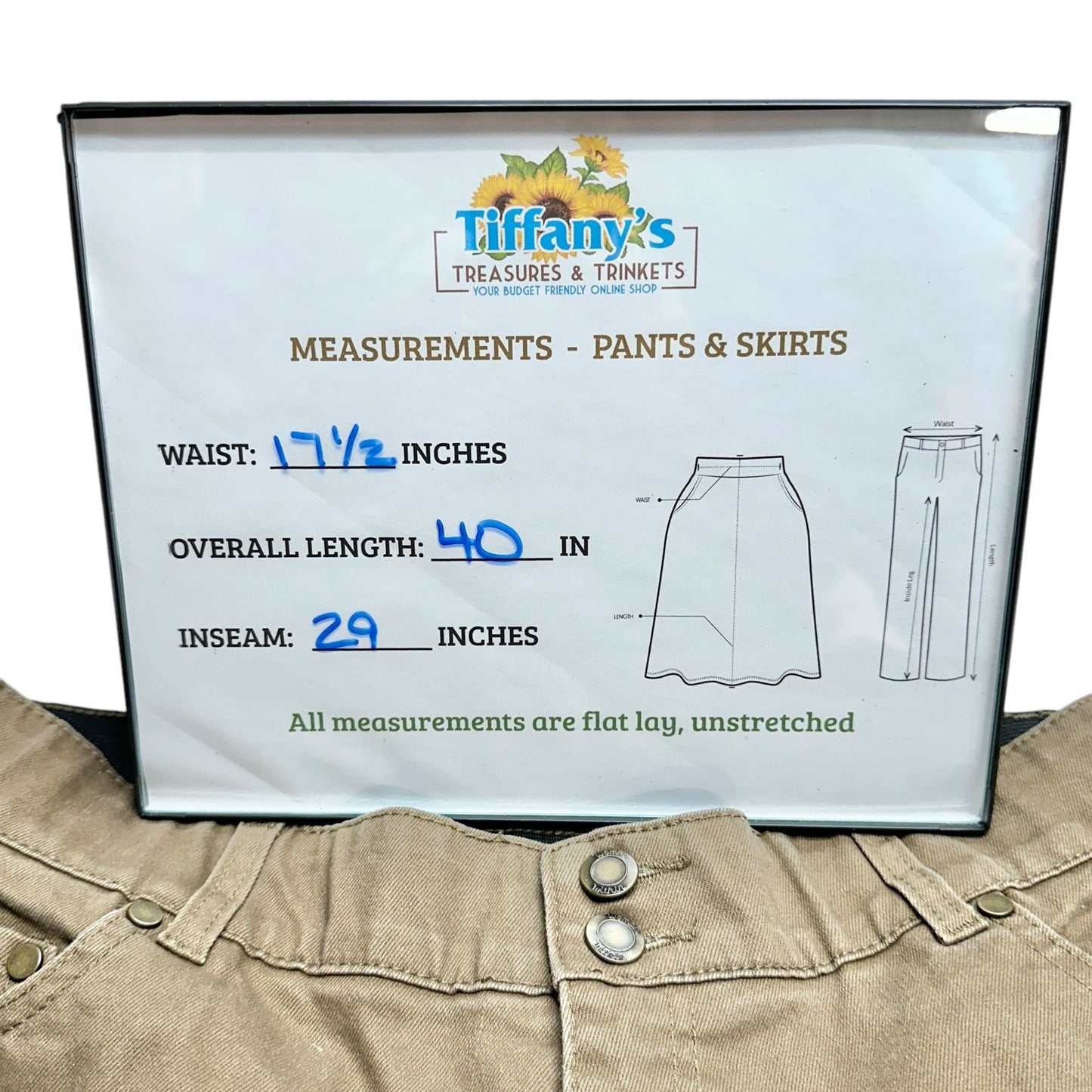 Woman Within Pants Womens Plus Size 16W Beige Bootcut Cotton Blend Stretch