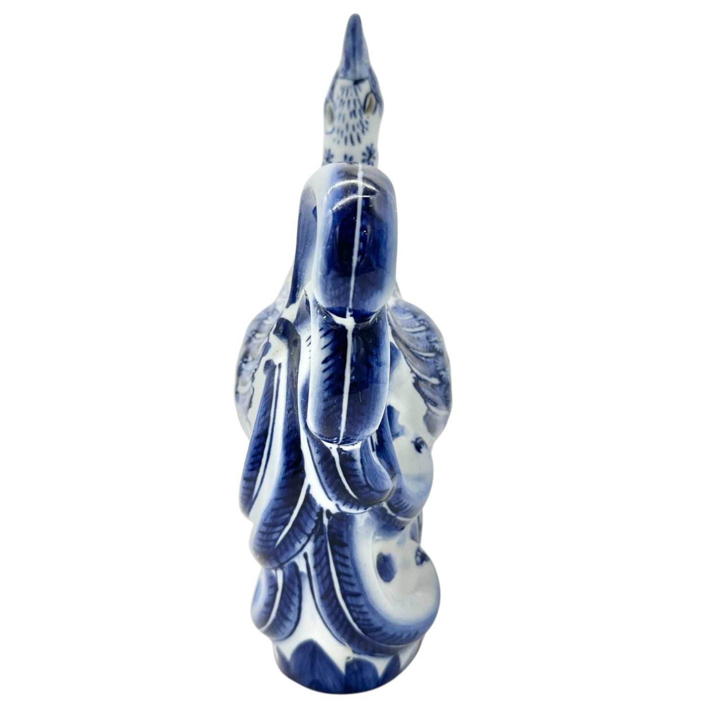 Decorative Blue and White Ceramic Rooster Figurine 10 x 6.5 Farmhouse Kitchen