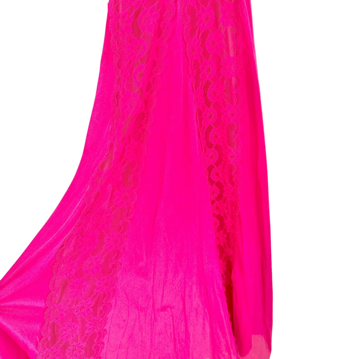 Val Mode Nightgown Womens Small Hot Pink Spaghetti Straps Lace Sheer 56" Length