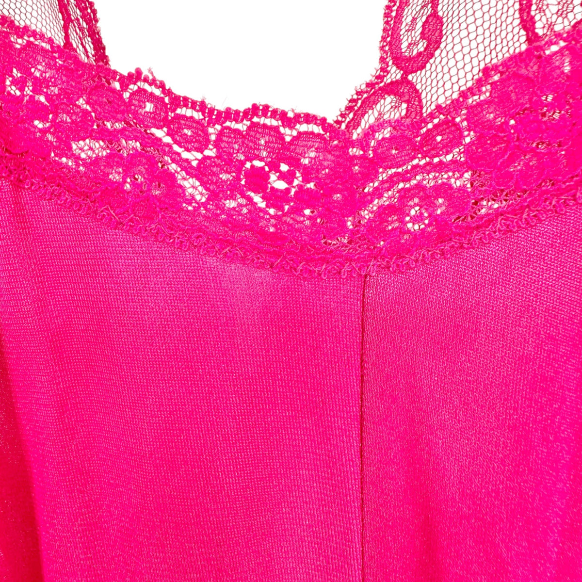 Val Mode Nightgown Womens Small Hot Pink Spaghetti Straps Lace Sheer 56" Length