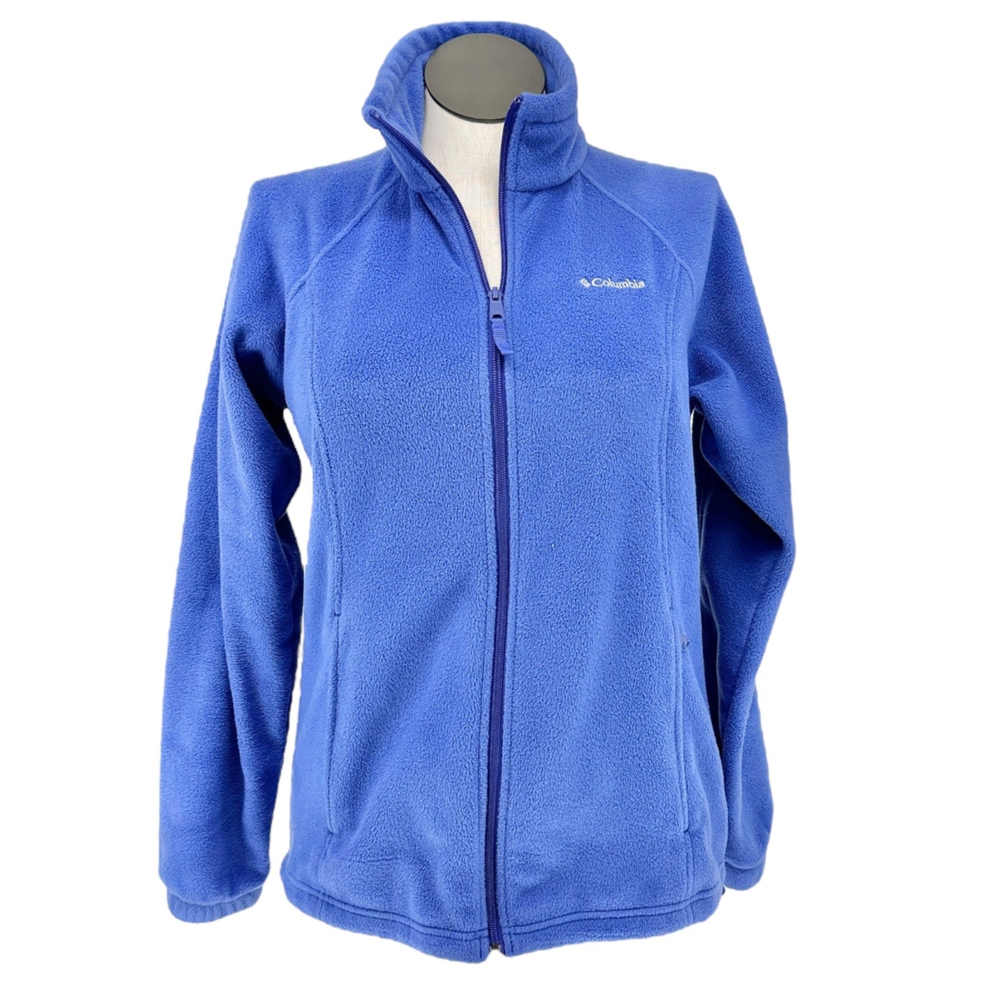 Columbia Fleece Jacket Womens L Blue Full Zip Cozy Warm Lightweight Polyester