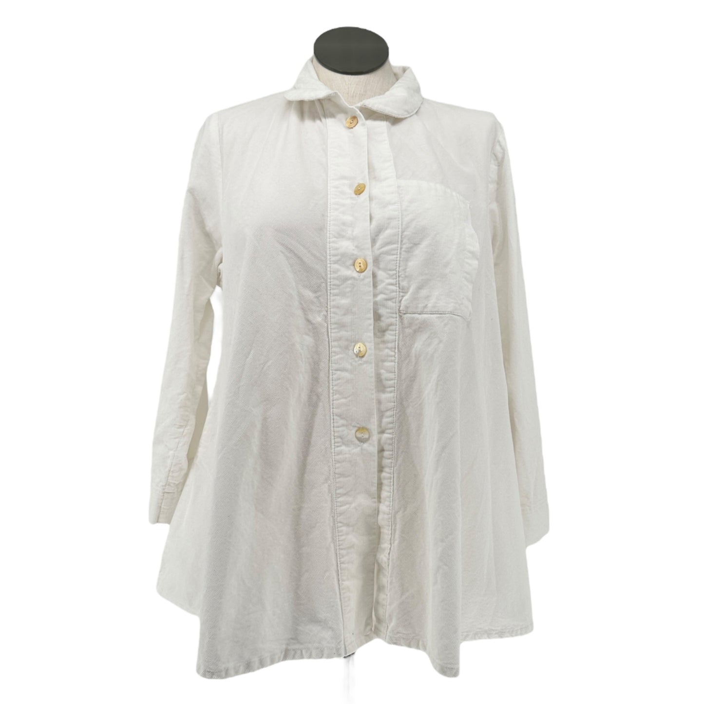 Just Jill Button-Up Shirt Womens XL White Corduroy Cotton LS Collared Loose Fit