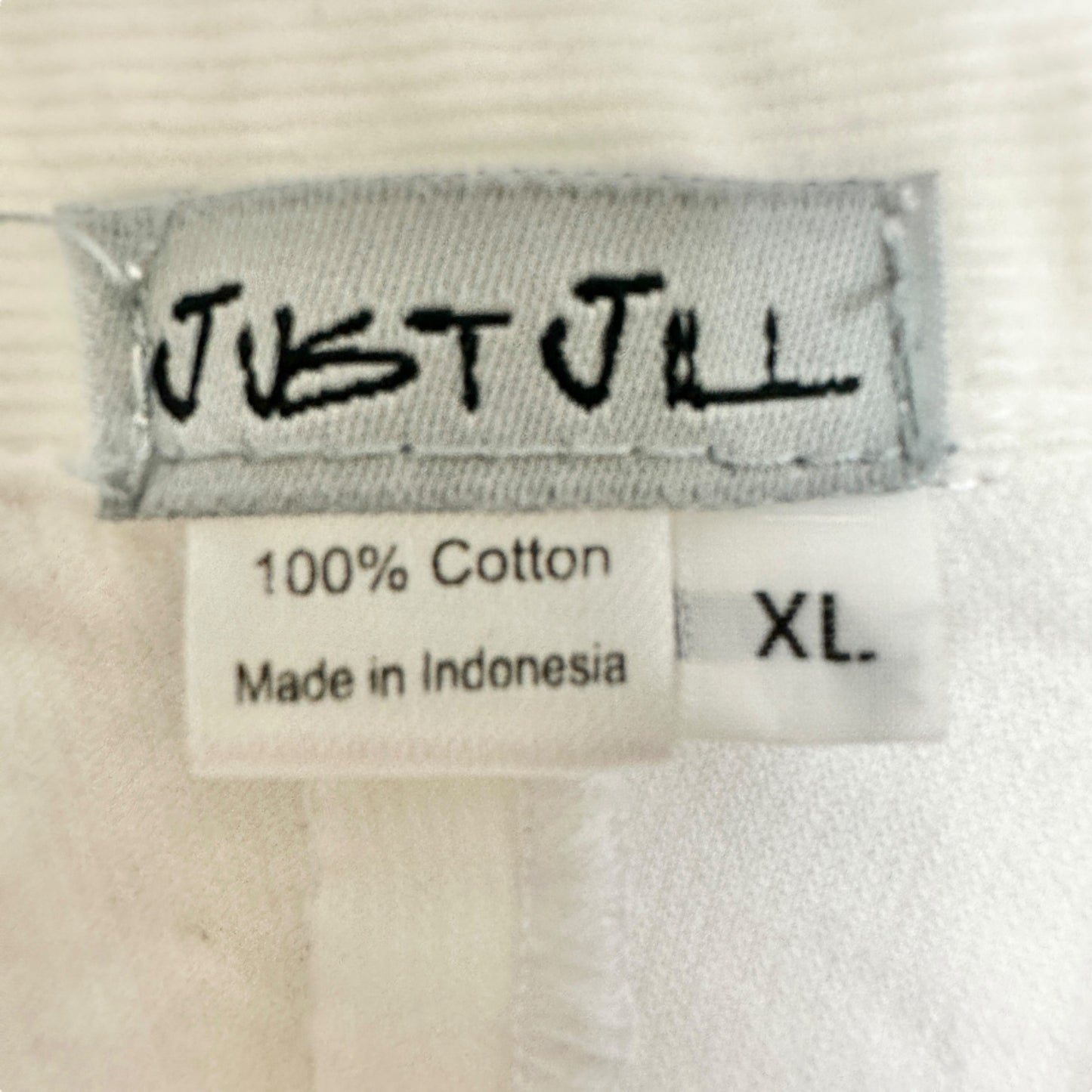 Just Jill Button-Up Shirt Womens XL White Corduroy Cotton LS Collared Loose Fit