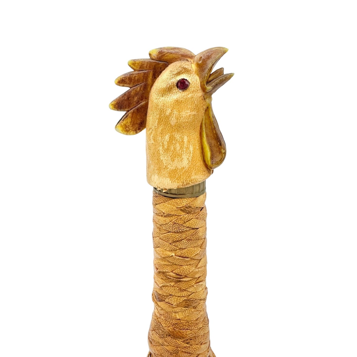 Vintage Leather Wrapped Chicken Decanter Novelty Made in Italy Brown 15.5 inches