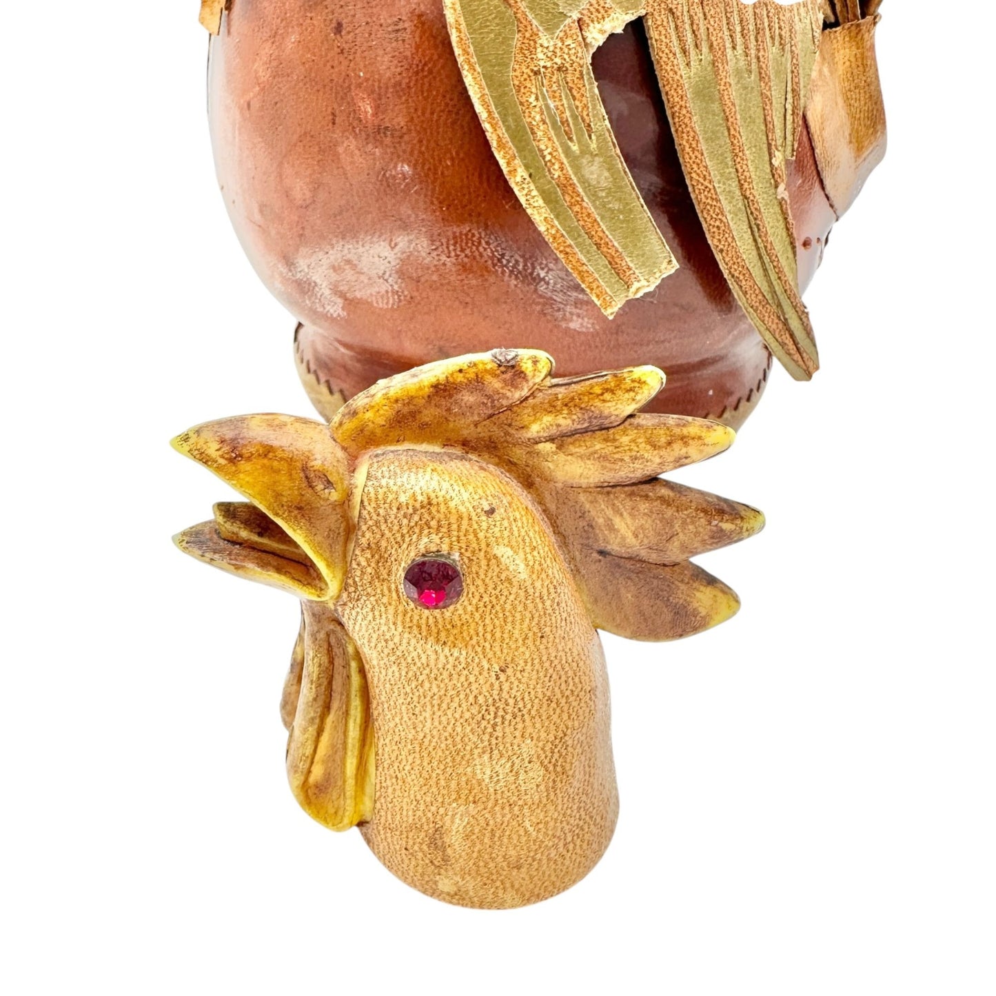 Vintage Leather Wrapped Chicken Decanter Novelty Made in Italy Brown 15.5 inches