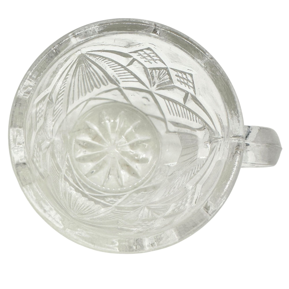 Rex Fancy Cut Punch Bowl With 7 Cups Childrens Tableware EAPG Clear Glass 4.5"H