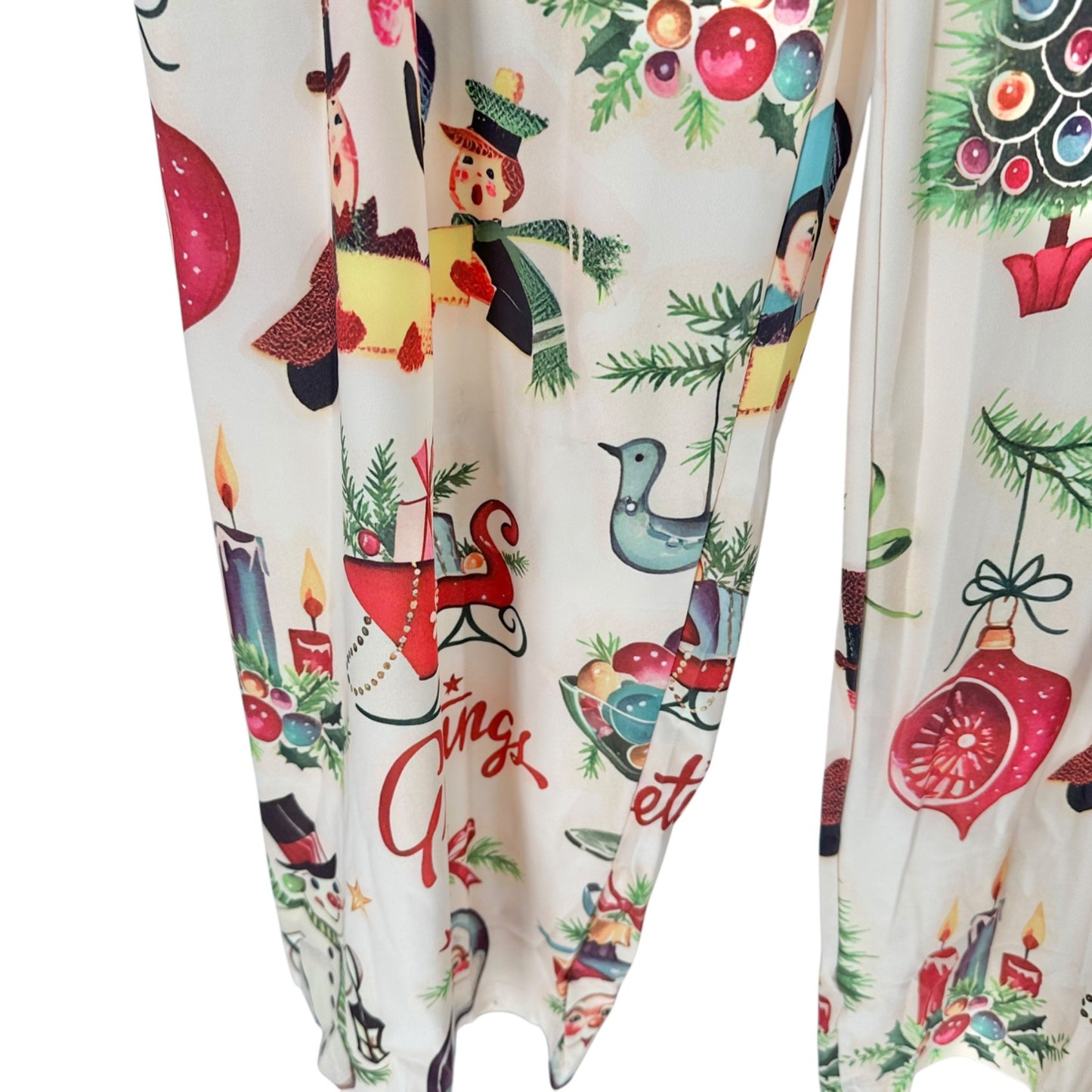 Festive Christmas Print Lounge Pants Womens fits like 3XL Polyester Elastane NEW