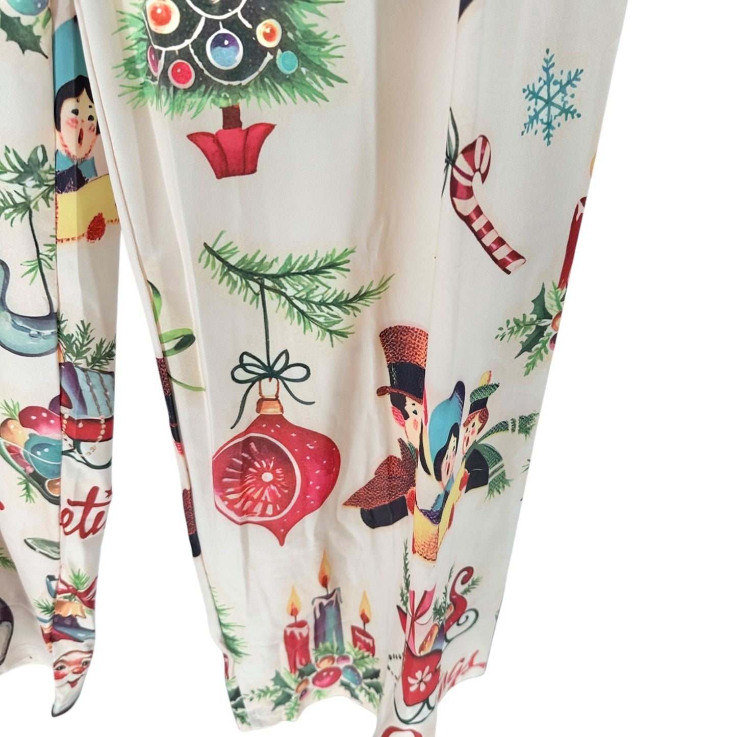 Festive Christmas Print Lounge Pants Womens fits like 3XL Polyester Elastane NEW