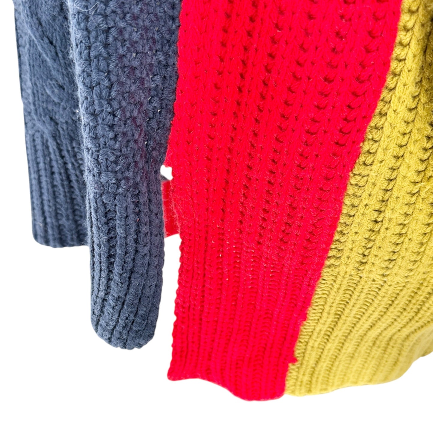 Simply Couture Colorblock Cable Knit Turtleneck Sweater XXXL Navy Red Yellow