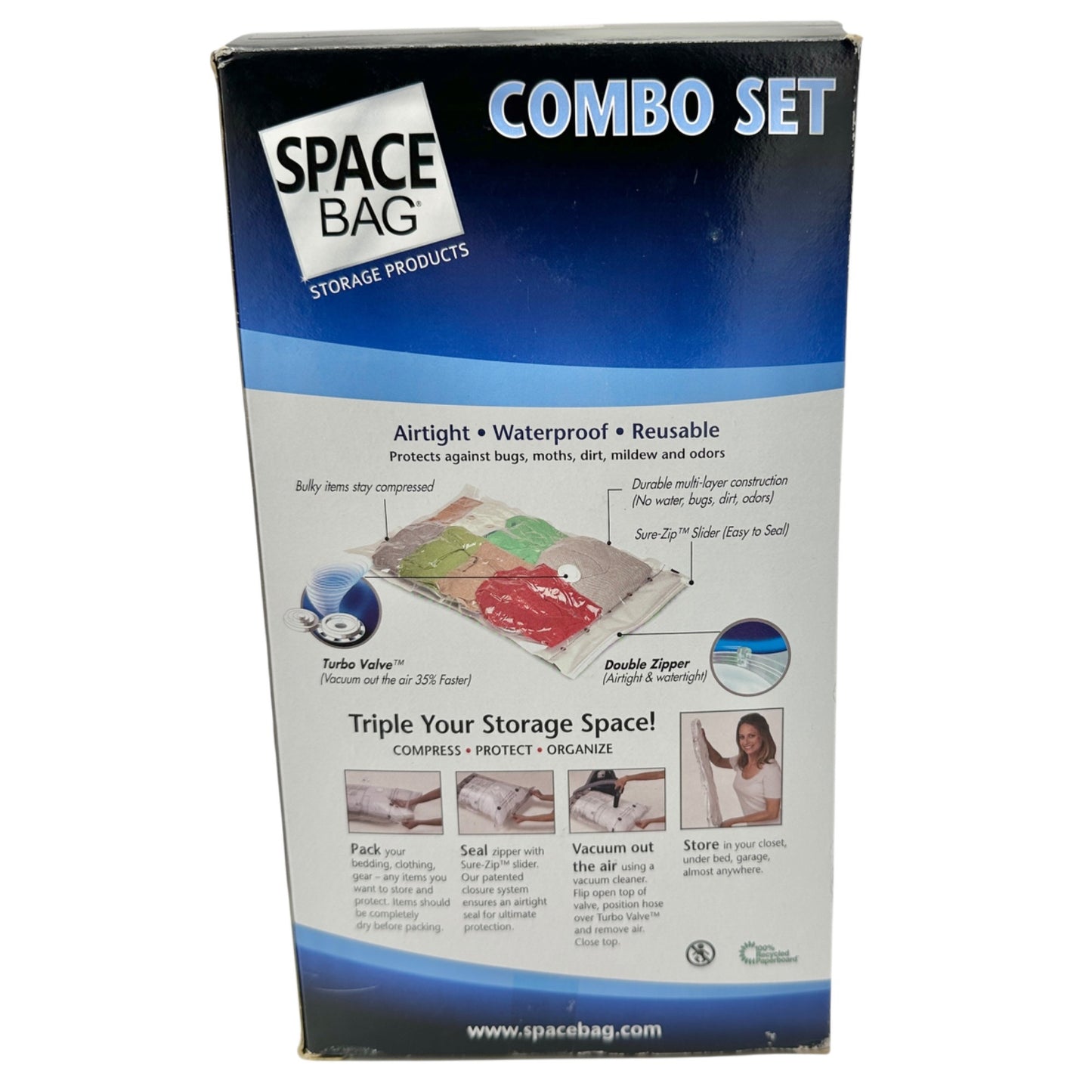 Space Bag Combo Set of 6 Vacuum Storage Bags 2 L 2 M 1 XL 1 Travel Compression