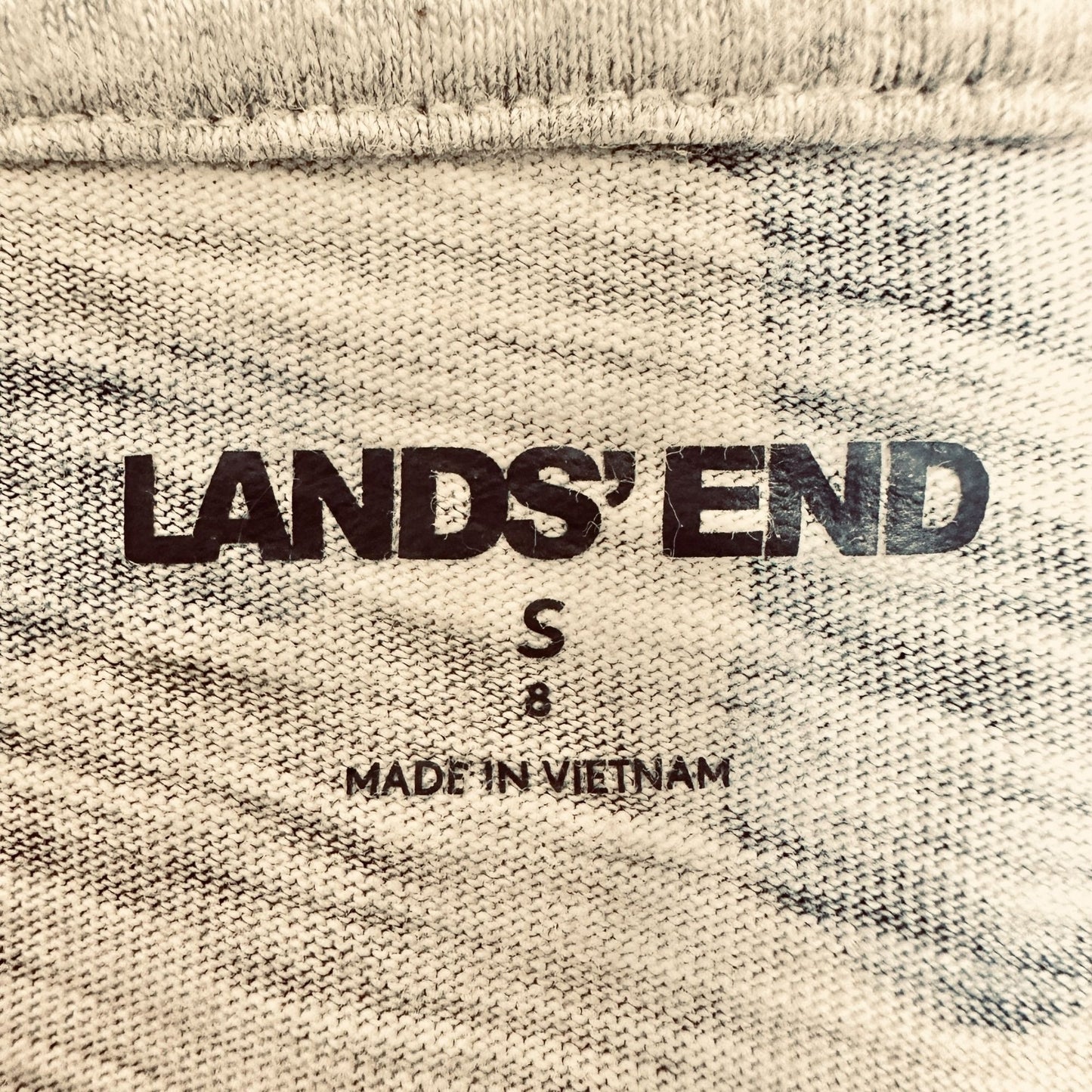 Lands End Layered Look T-Shirt Boys S 8 Camouflage Long-Sleeve Cotton Blue Beige