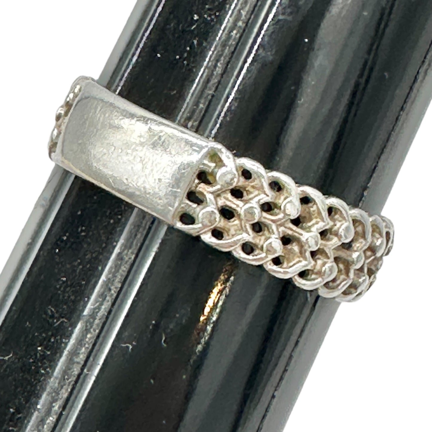 Vintage Sterling Silver 925 Buckle Design Ring Size 10 Unique Chain Style NV40