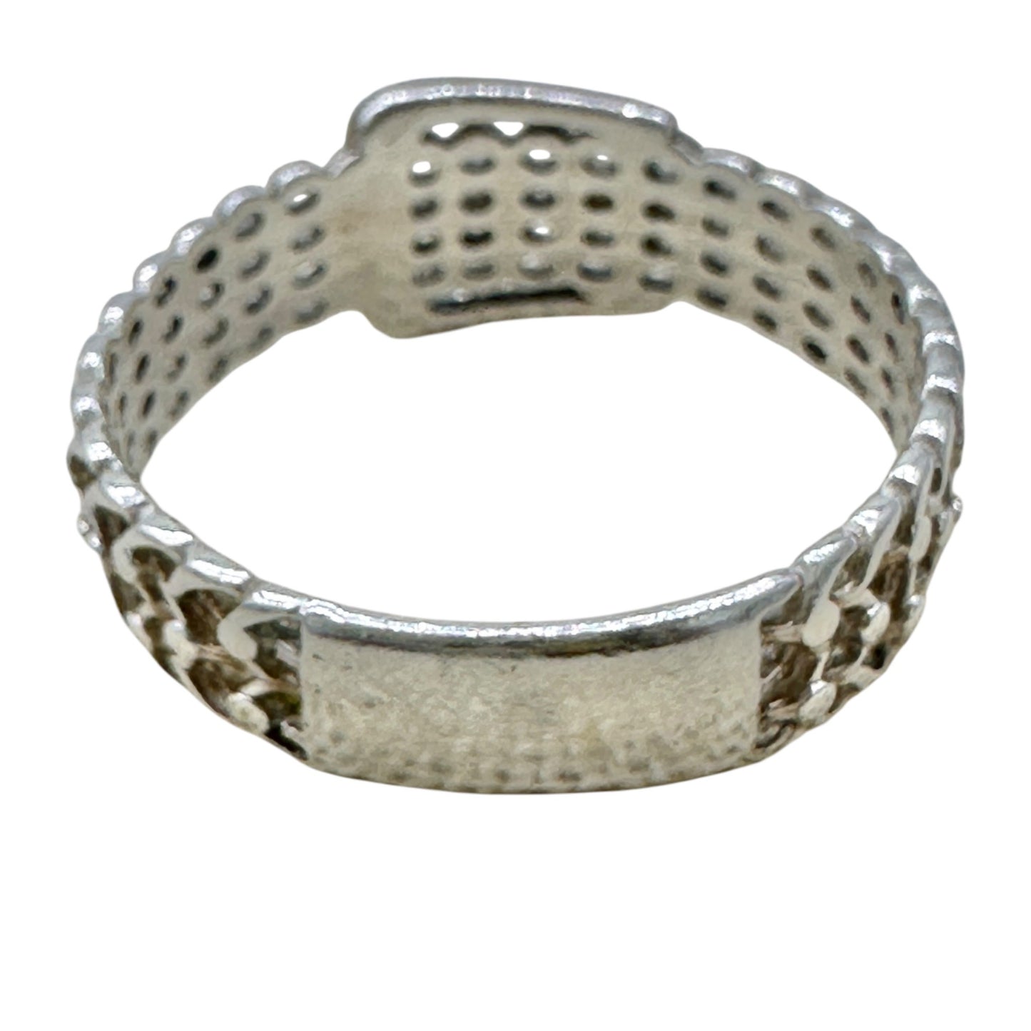 Vintage Sterling Silver 925 Buckle Design Ring Size 10 Unique Chain Style NV40