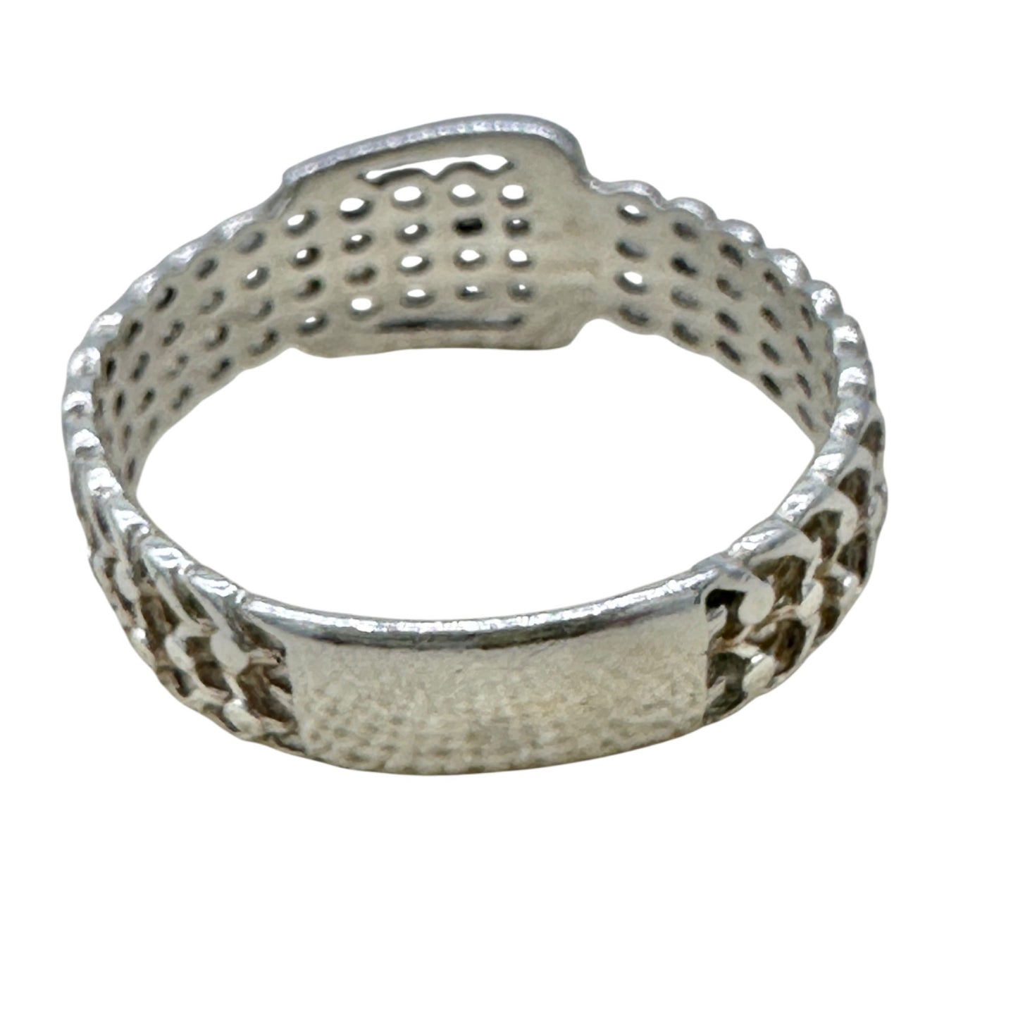 Vintage Sterling Silver 925 Buckle Design Ring Size 10 Unique Chain Style NV40